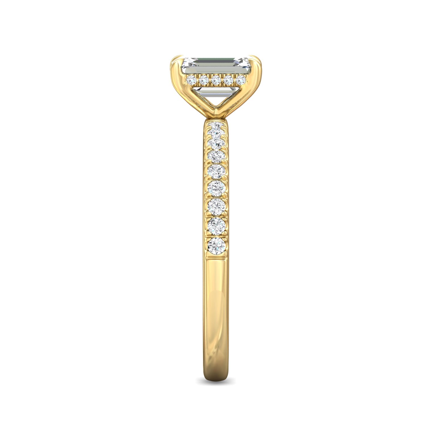 14K Yellow Gold Emerald Cut Diamond Engagement Ring