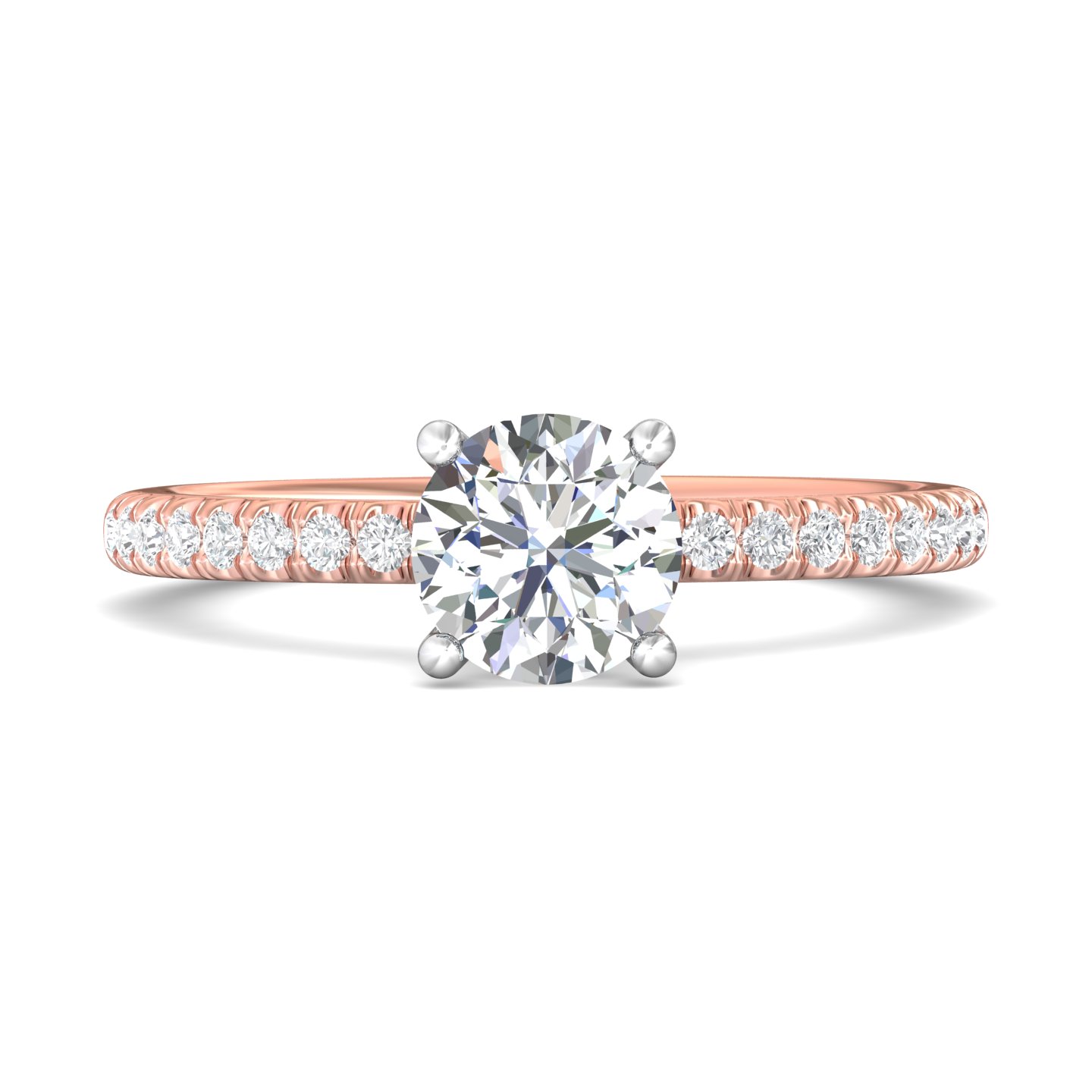 18K White and Rose Gold Round Diamond Engagement Ring