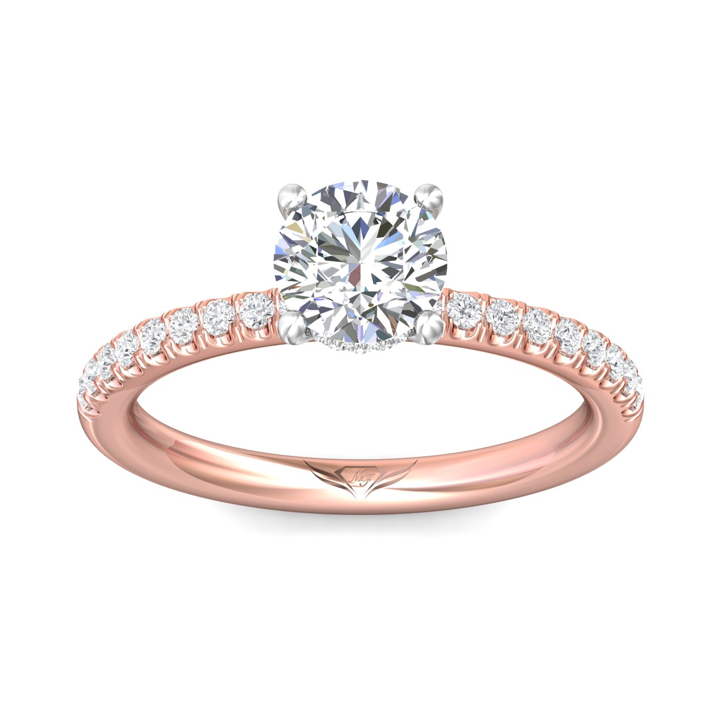 18K White and Rose Gold Round Diamond Engagement Ring