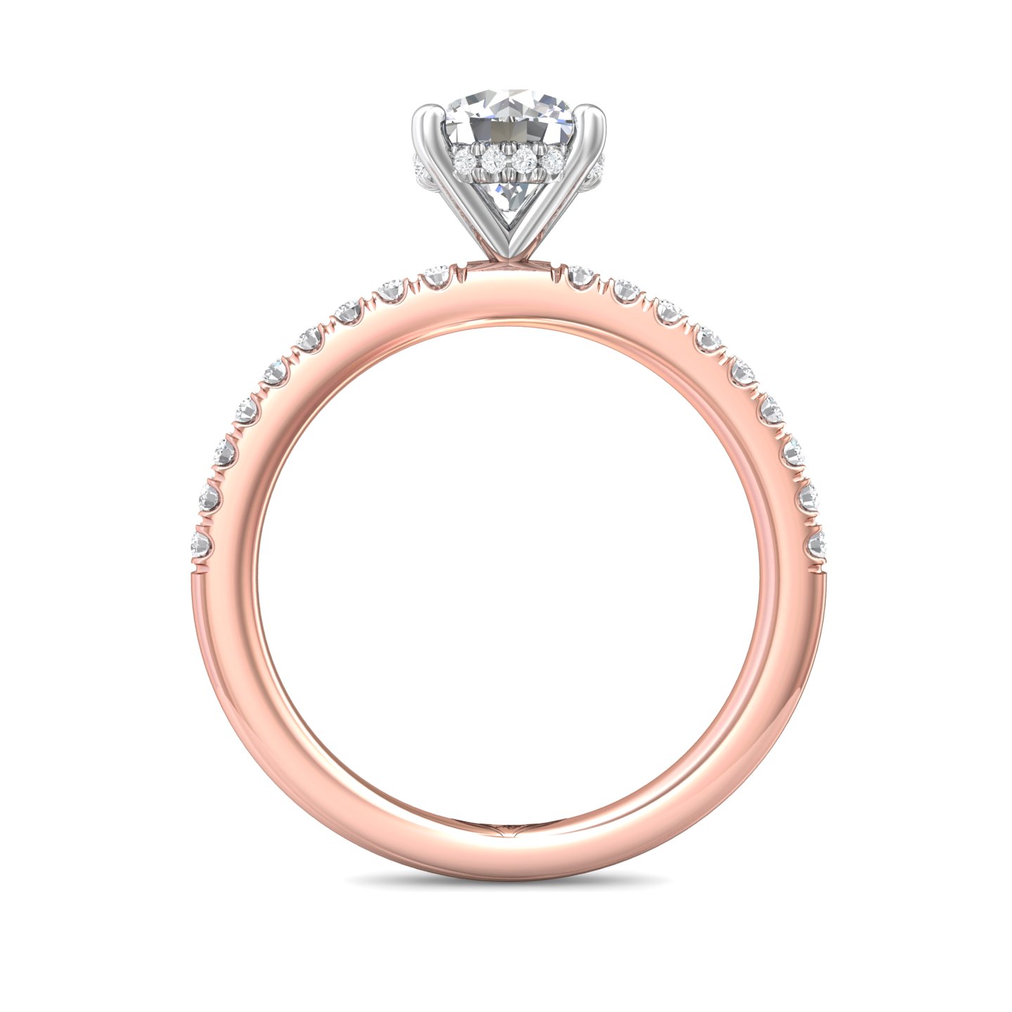 18K White and Rose Gold Round Diamond Engagement Ring