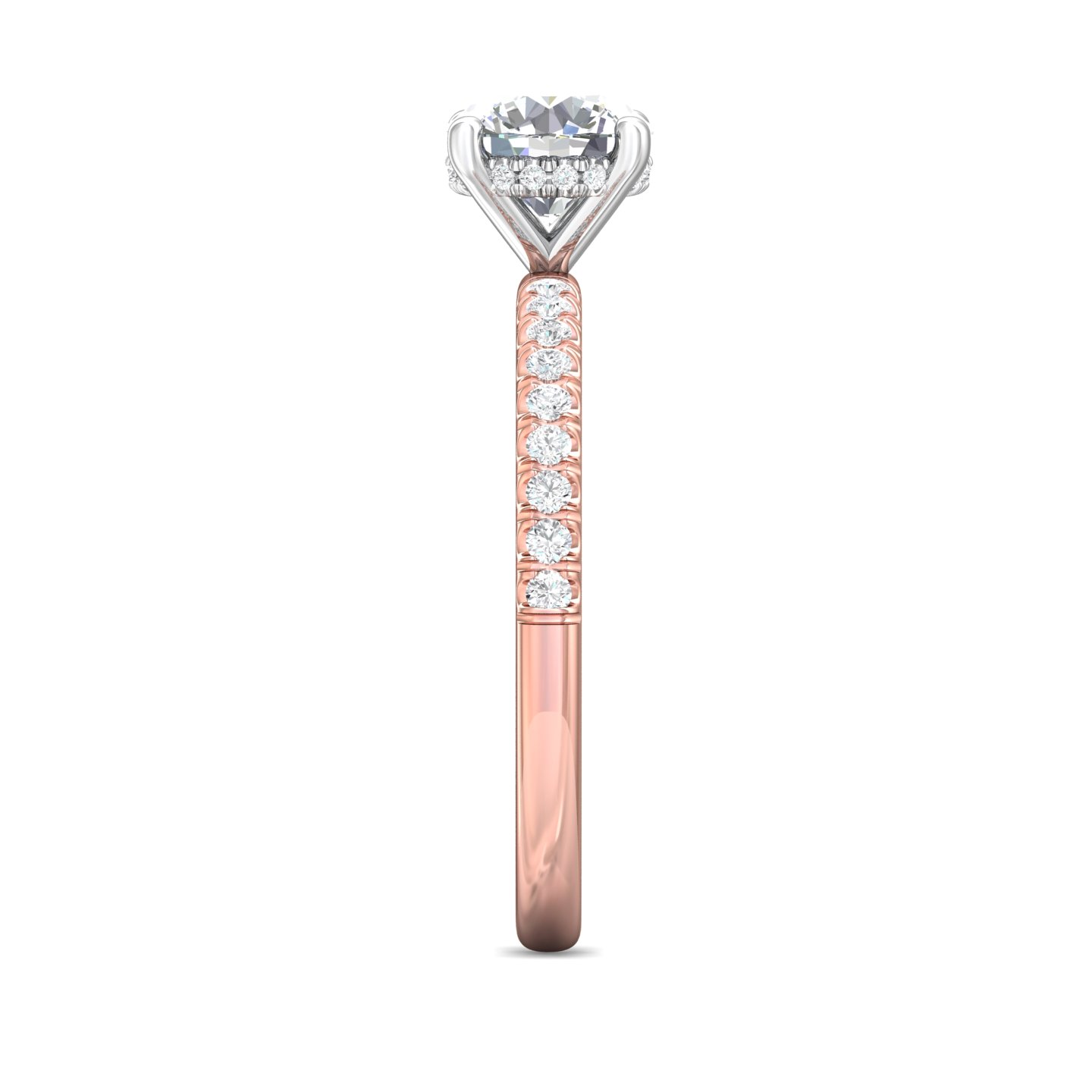 18K White and Rose Gold Round Diamond Engagement Ring