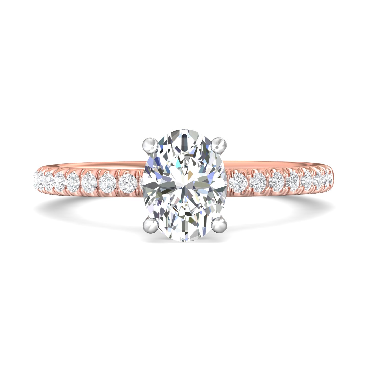 18K White and Rose Gold Oval Diamond Engagement Ring