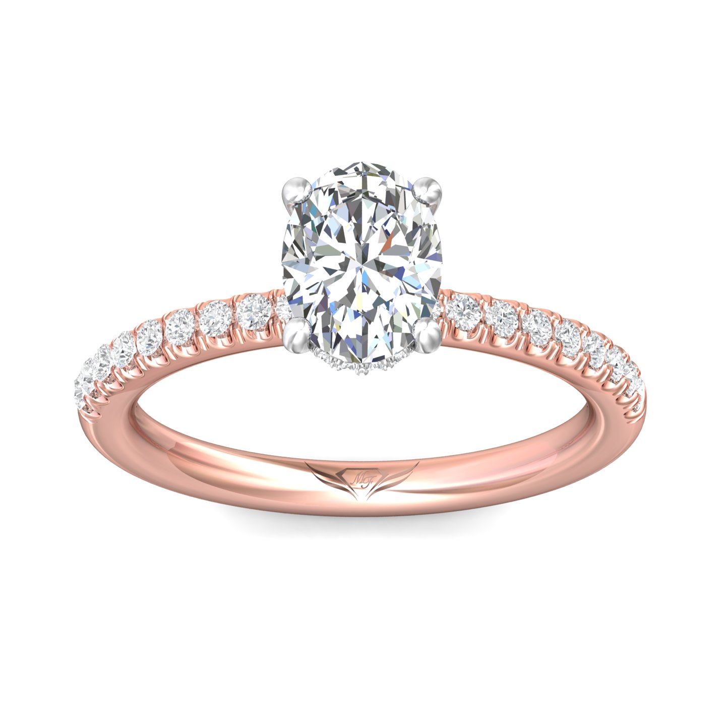 18K White and Rose Gold Oval Diamond Engagement Ring
