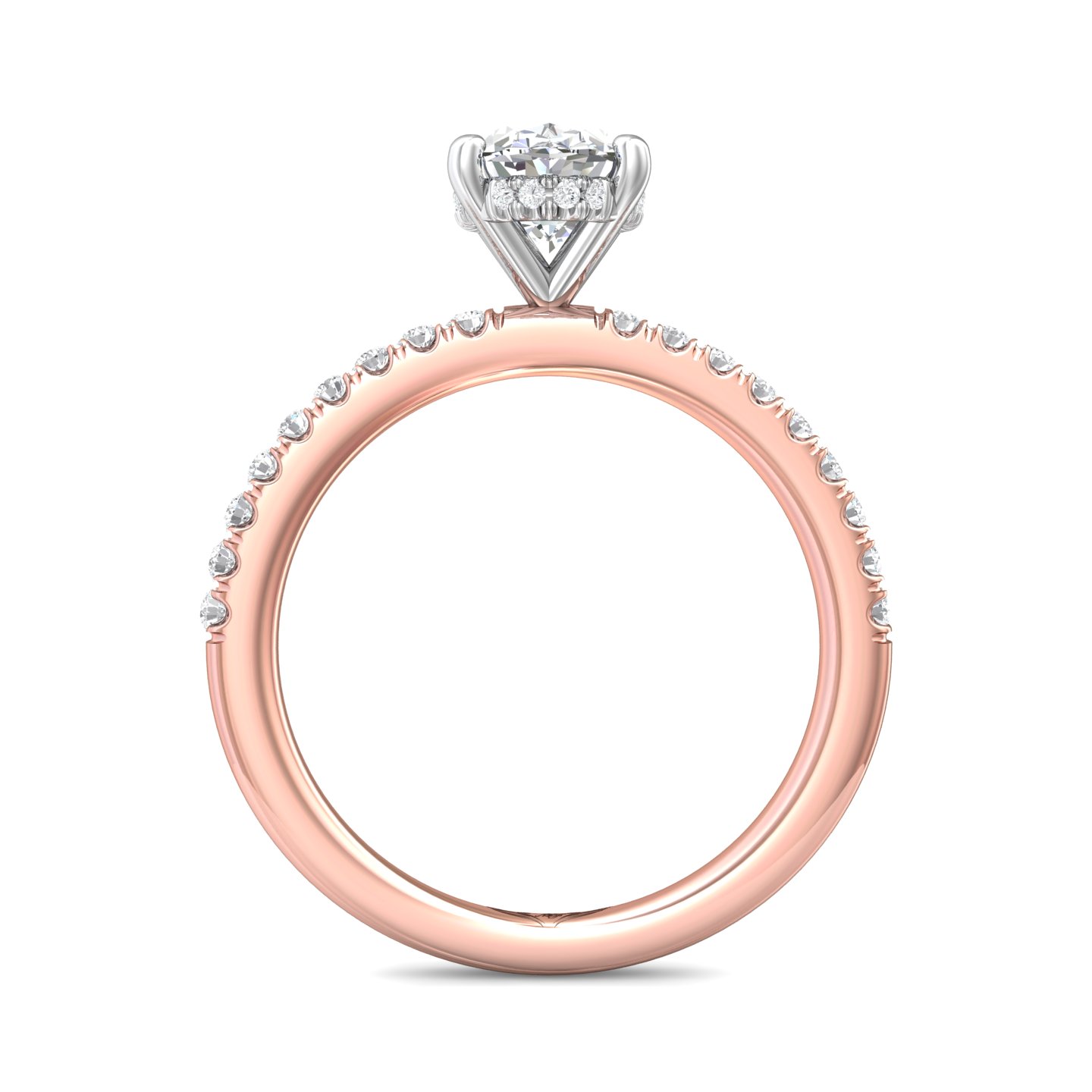 18K White and Rose Gold Oval Diamond Engagement Ring