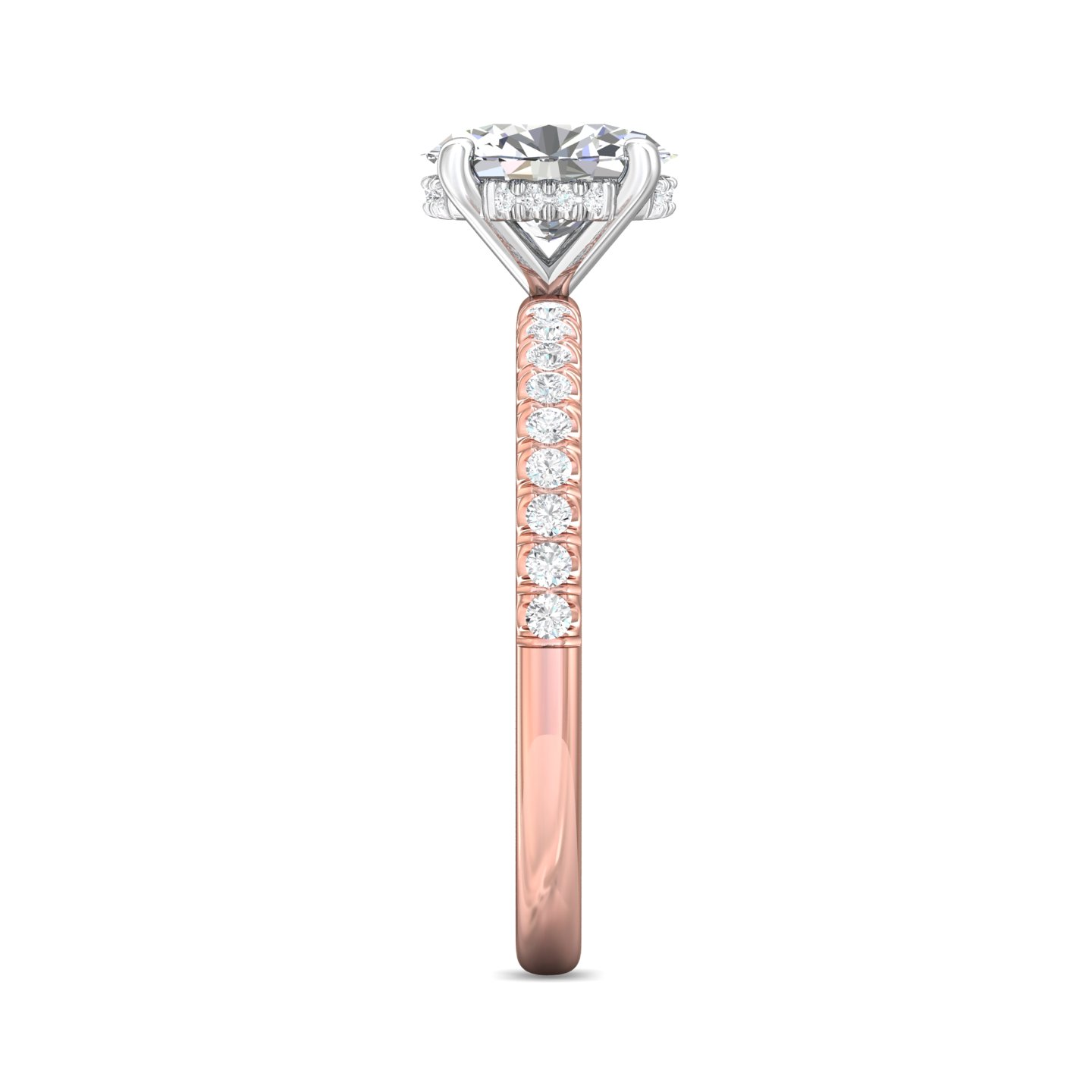 18K White and Rose Gold Oval Diamond Engagement Ring