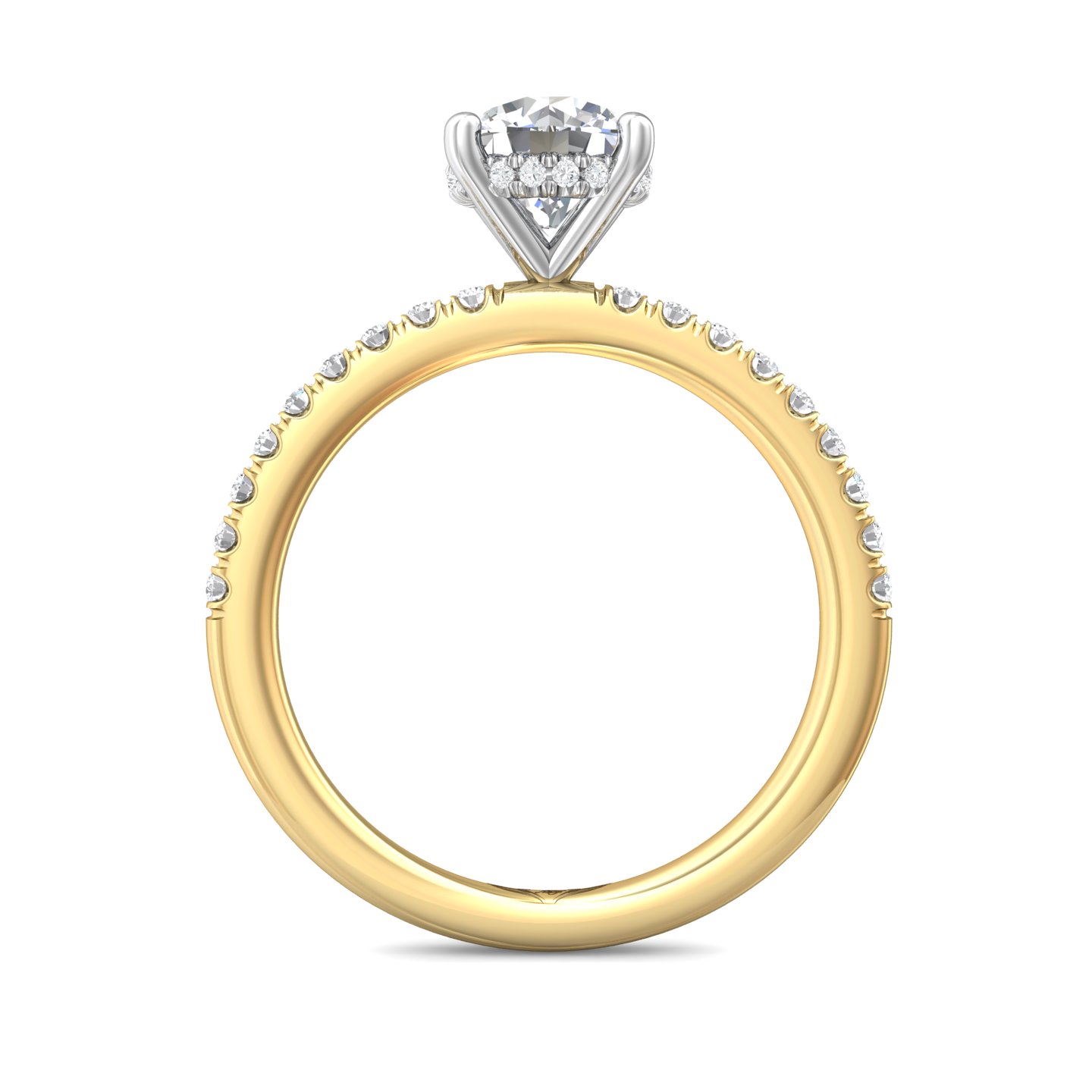 18K White and Yellow Gold Round Diamond Engagement Ring
