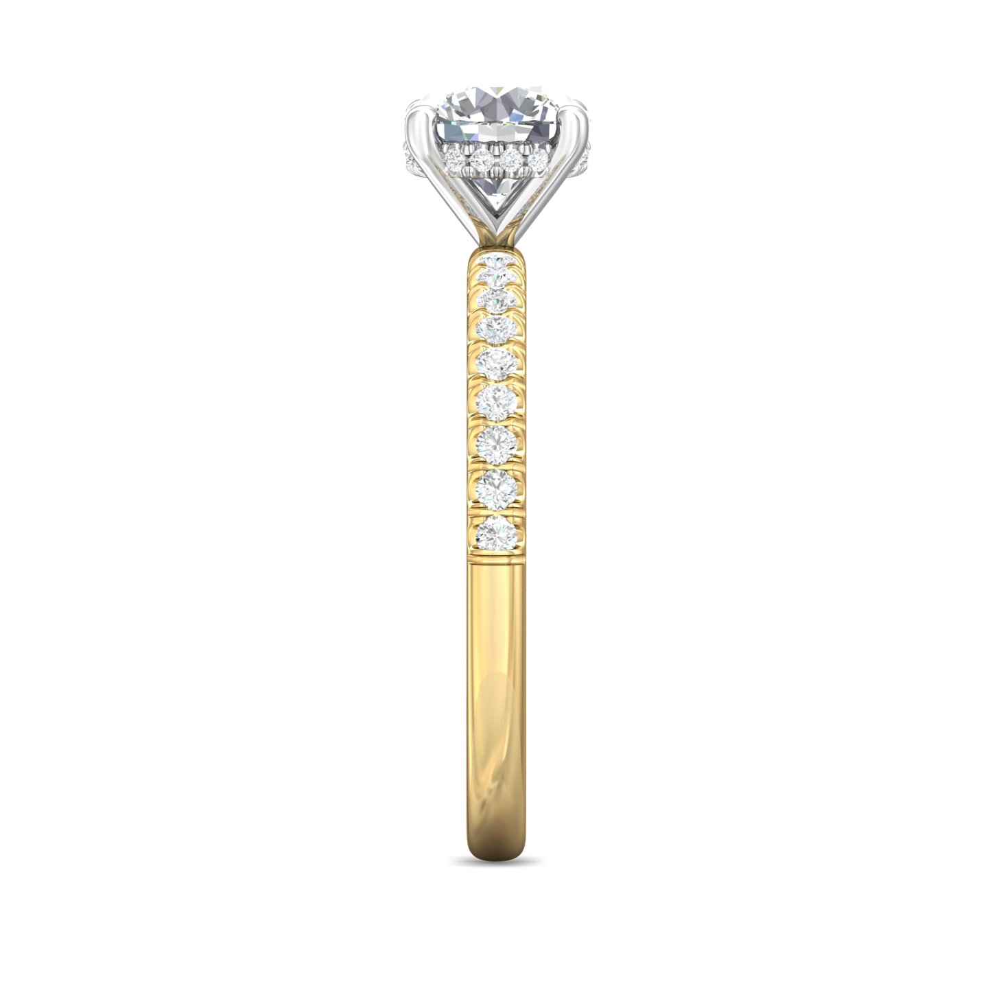 18K White and Yellow Gold Round Diamond Engagement Ring