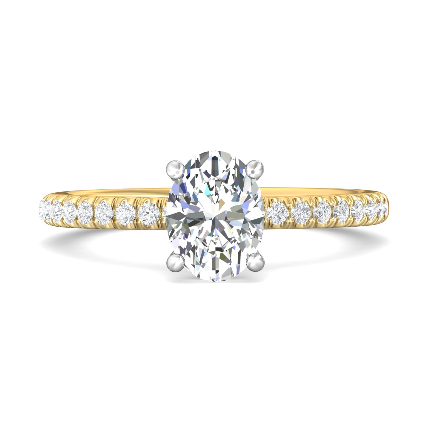 18K White and Yellow Gold Oval Diamond Engagement Ring