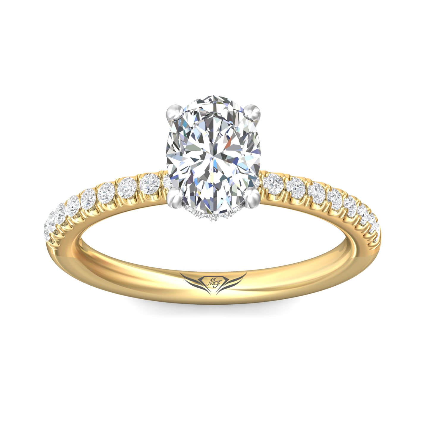 18K White and Yellow Gold Oval Diamond Engagement Ring