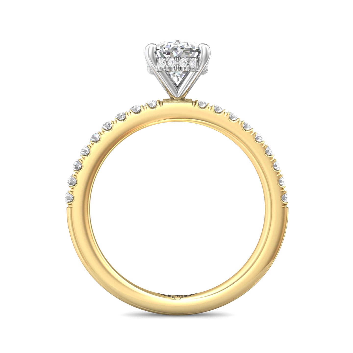 18K White and Yellow Gold Oval Diamond Engagement Ring