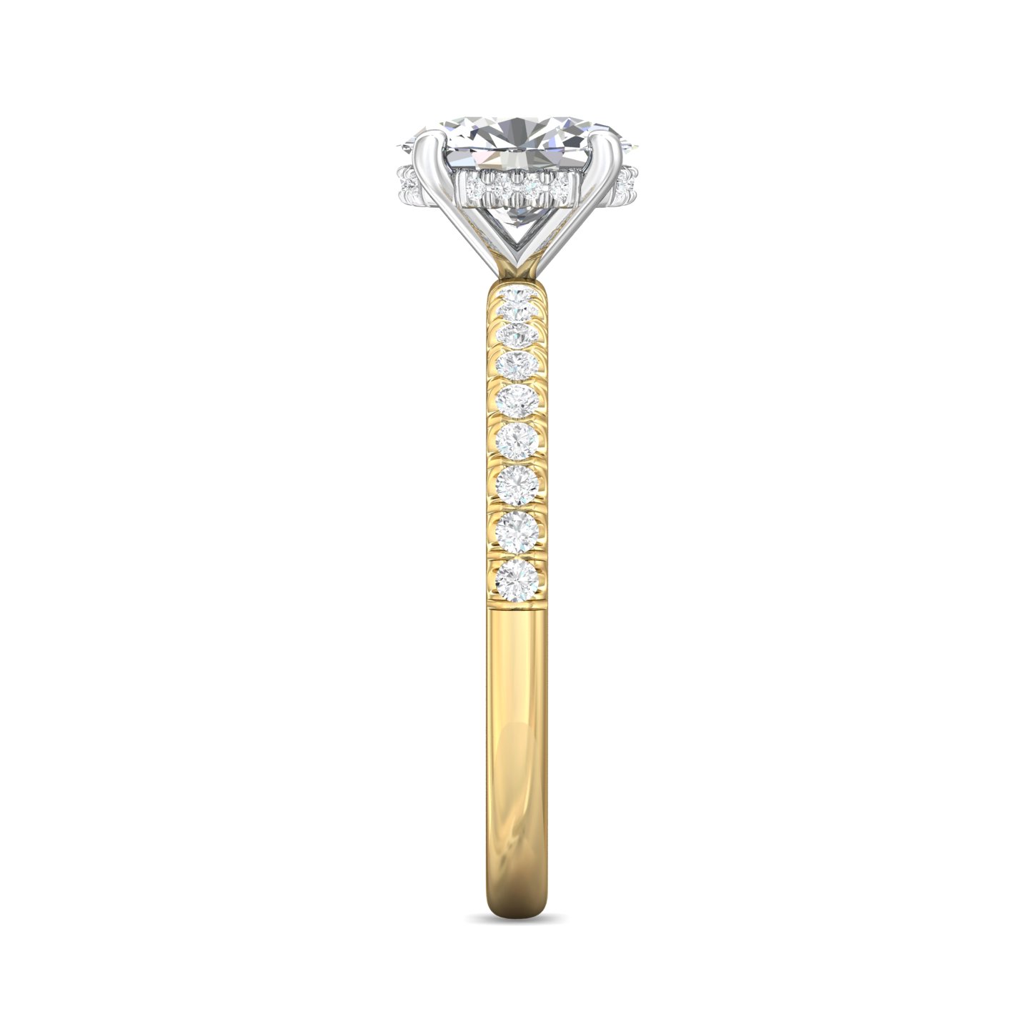 18K White and Yellow Gold Oval Diamond Engagement Ring