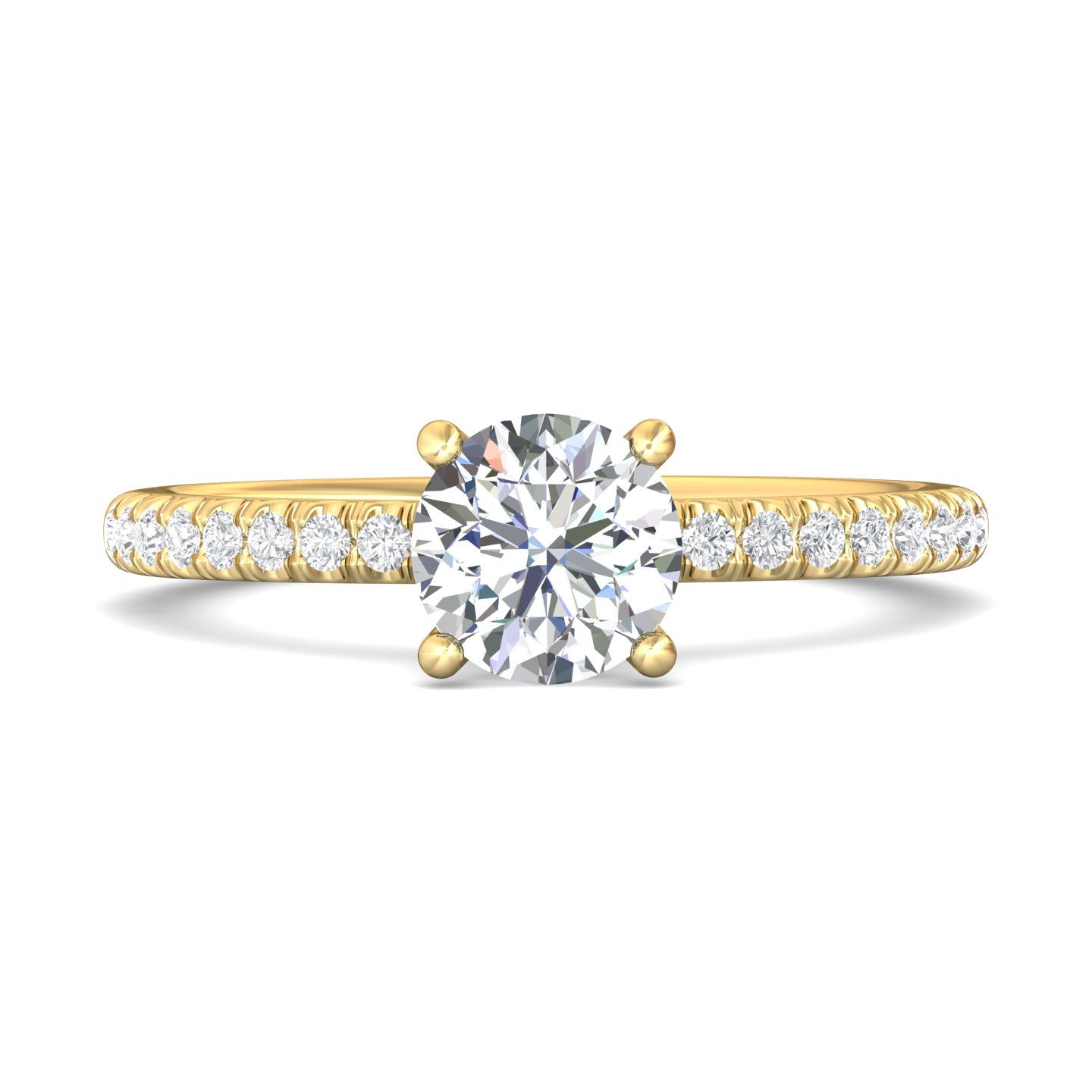 14K Yellow Gold Round Diamond Engagement Ring
