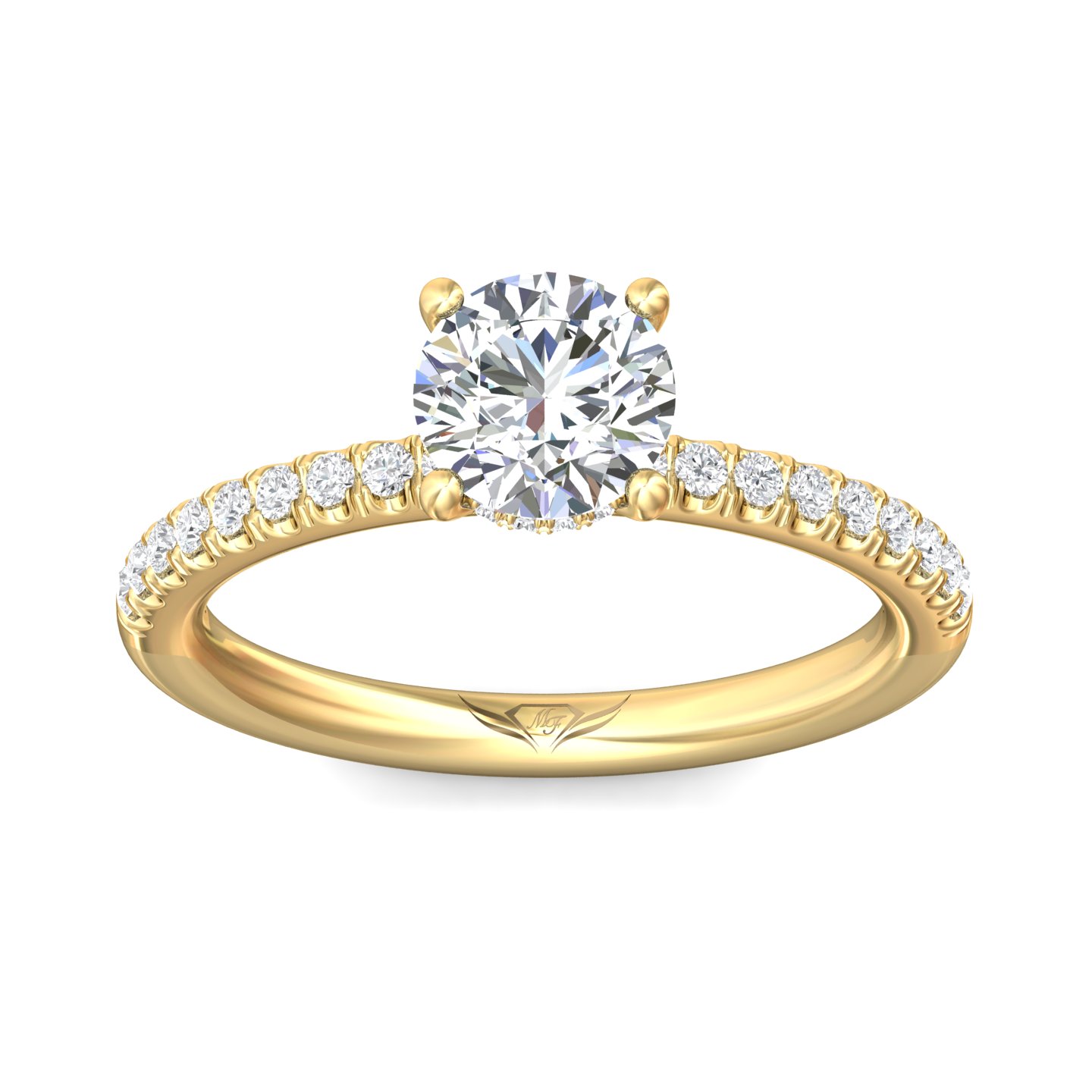 14K Yellow Gold Round Diamond Engagement Ring