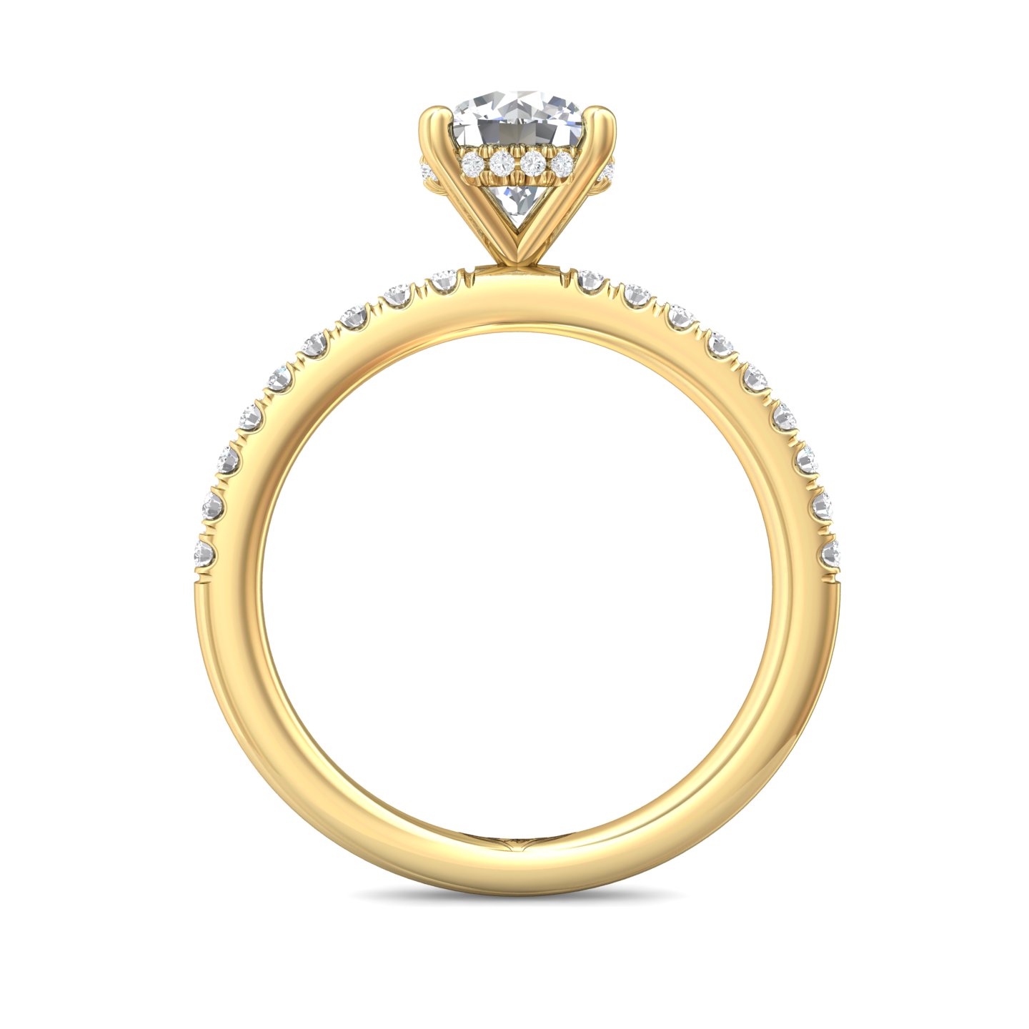 14K Yellow Gold Round Diamond Engagement Ring