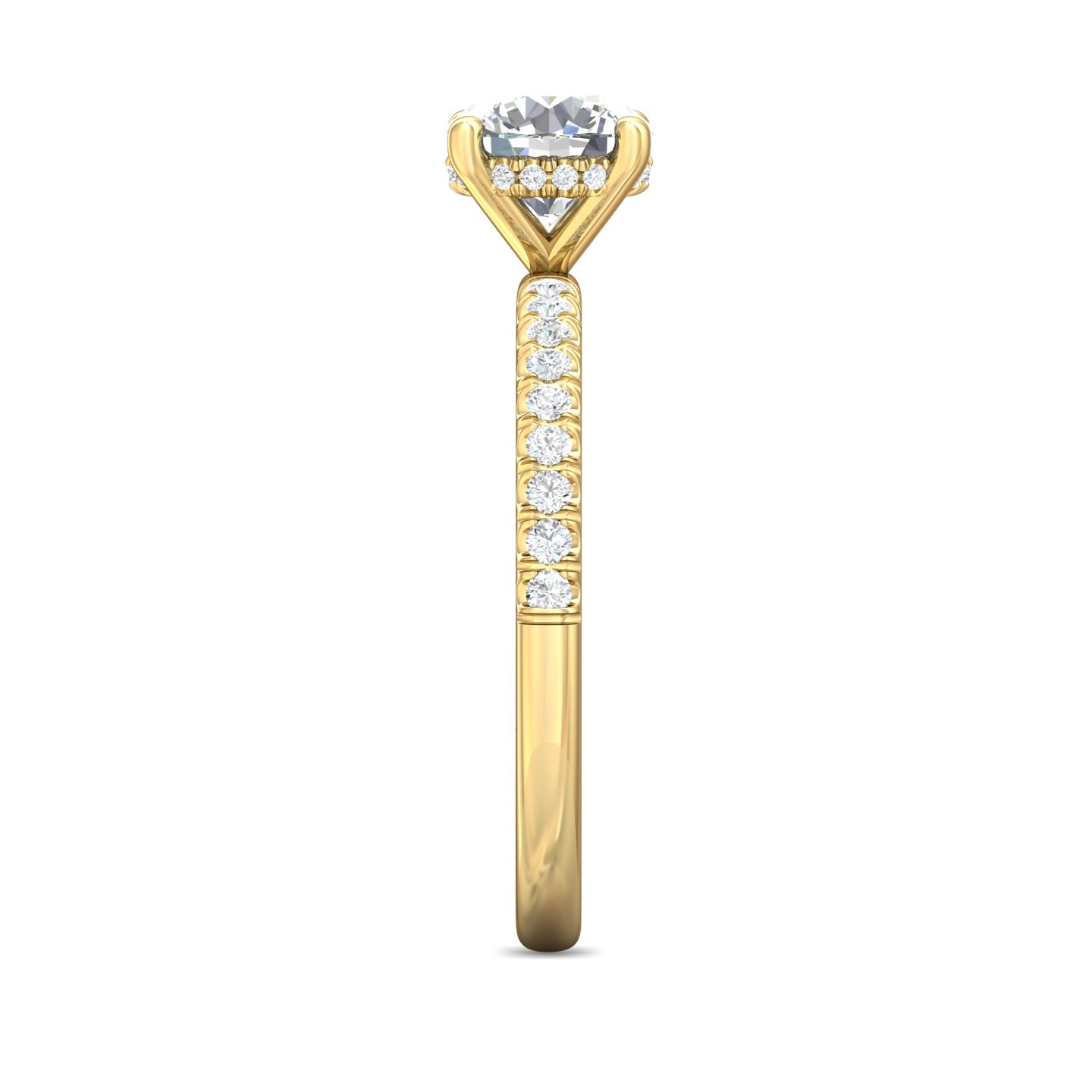 14K Yellow Gold Round Diamond Engagement Ring