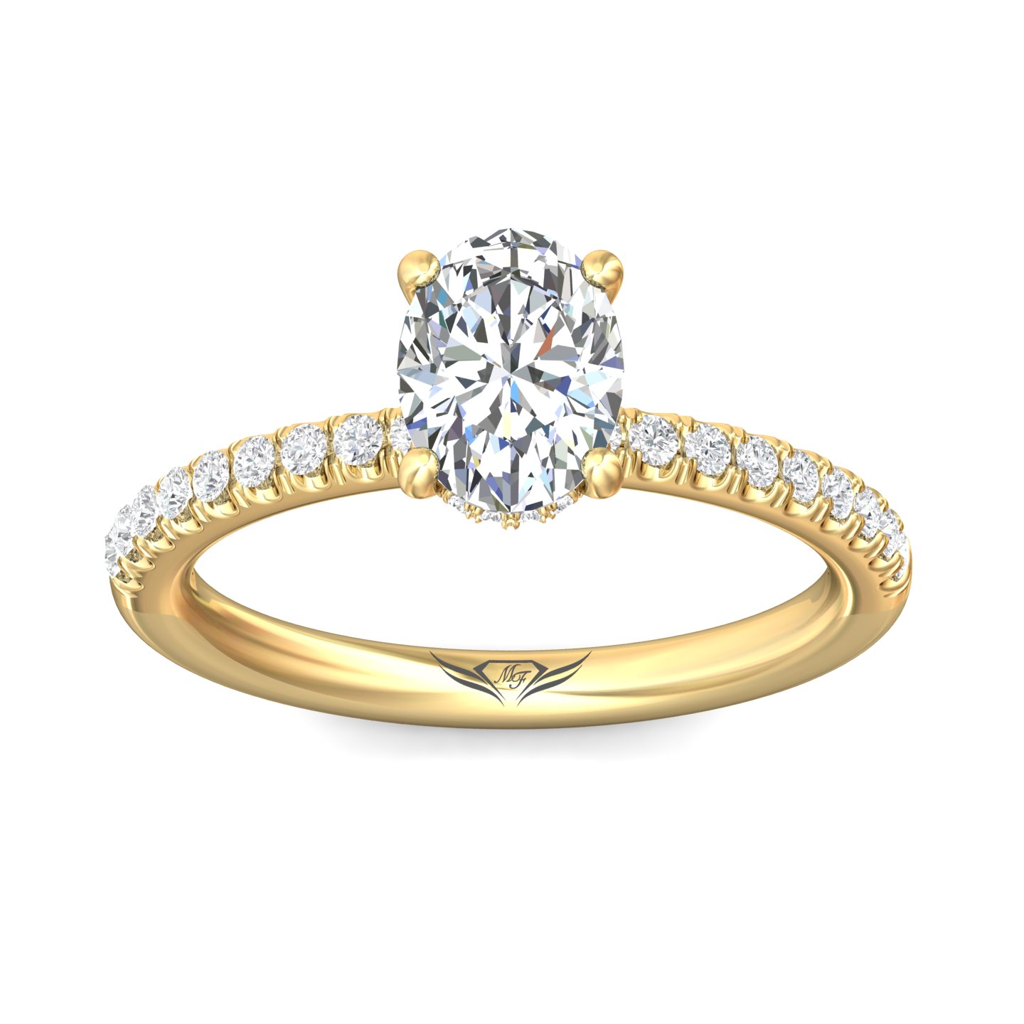 18K Yellow Gold Oval Diamond Engagement Ring