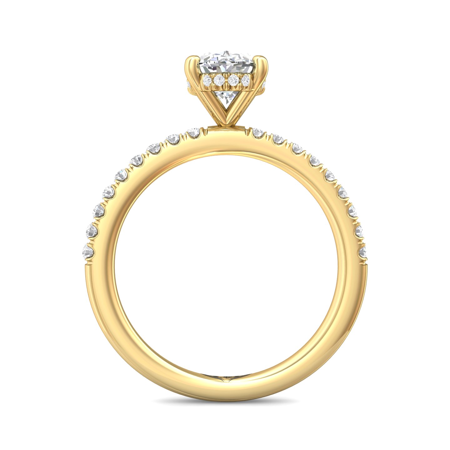 18K Yellow Gold Oval Diamond Engagement Ring