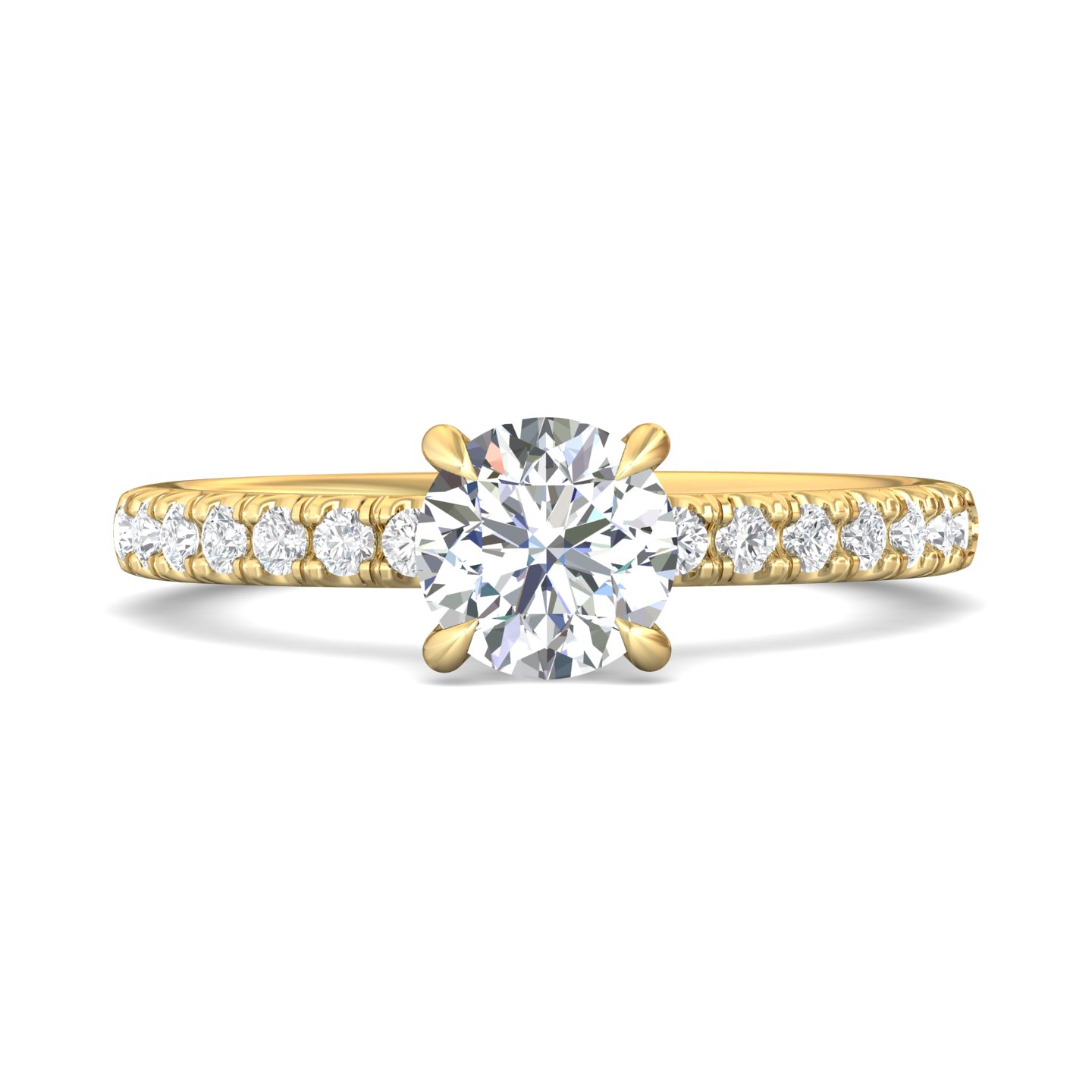 18K Yellow Gold Round Diamond Engagement Ring