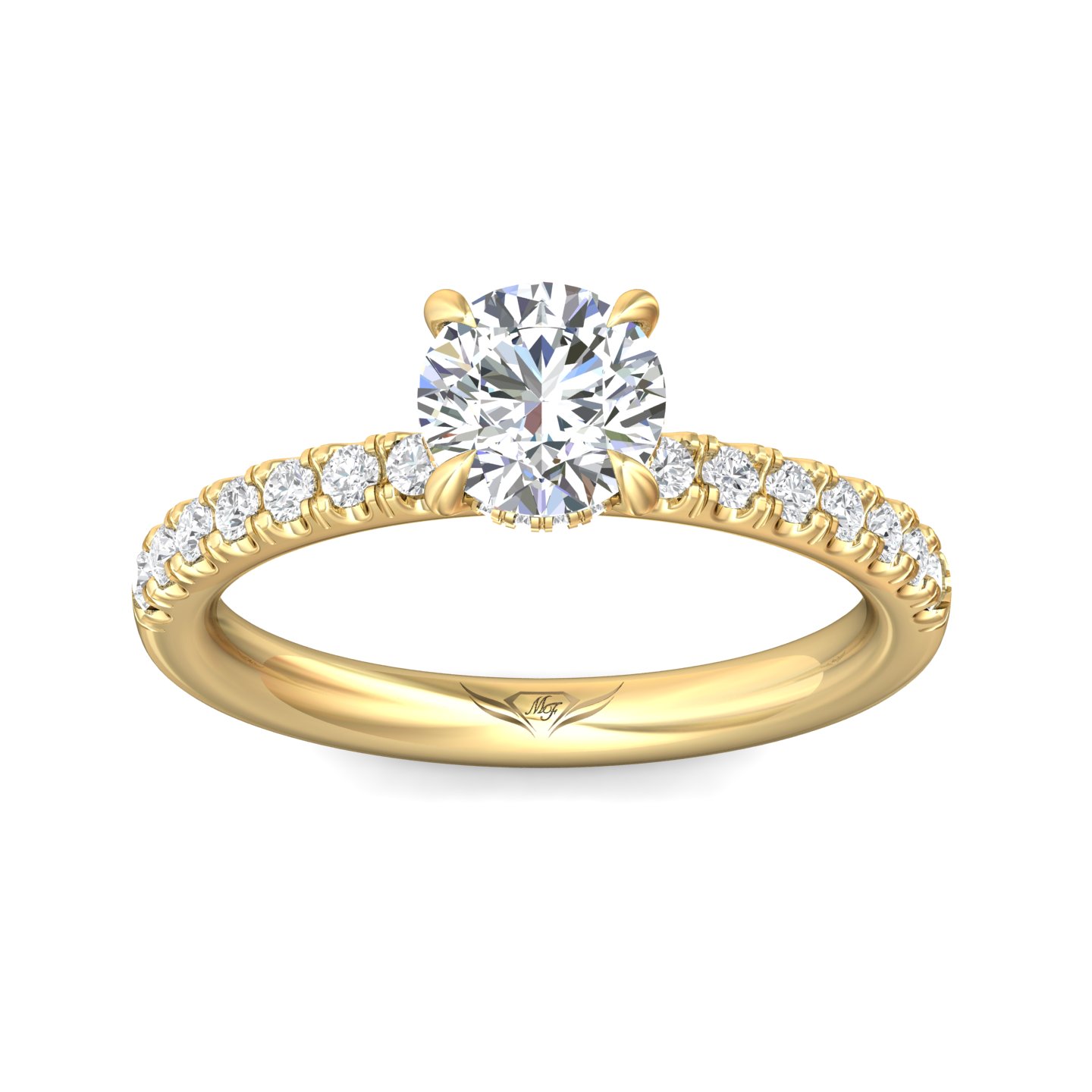 18K Yellow Gold Round Diamond Engagement Ring