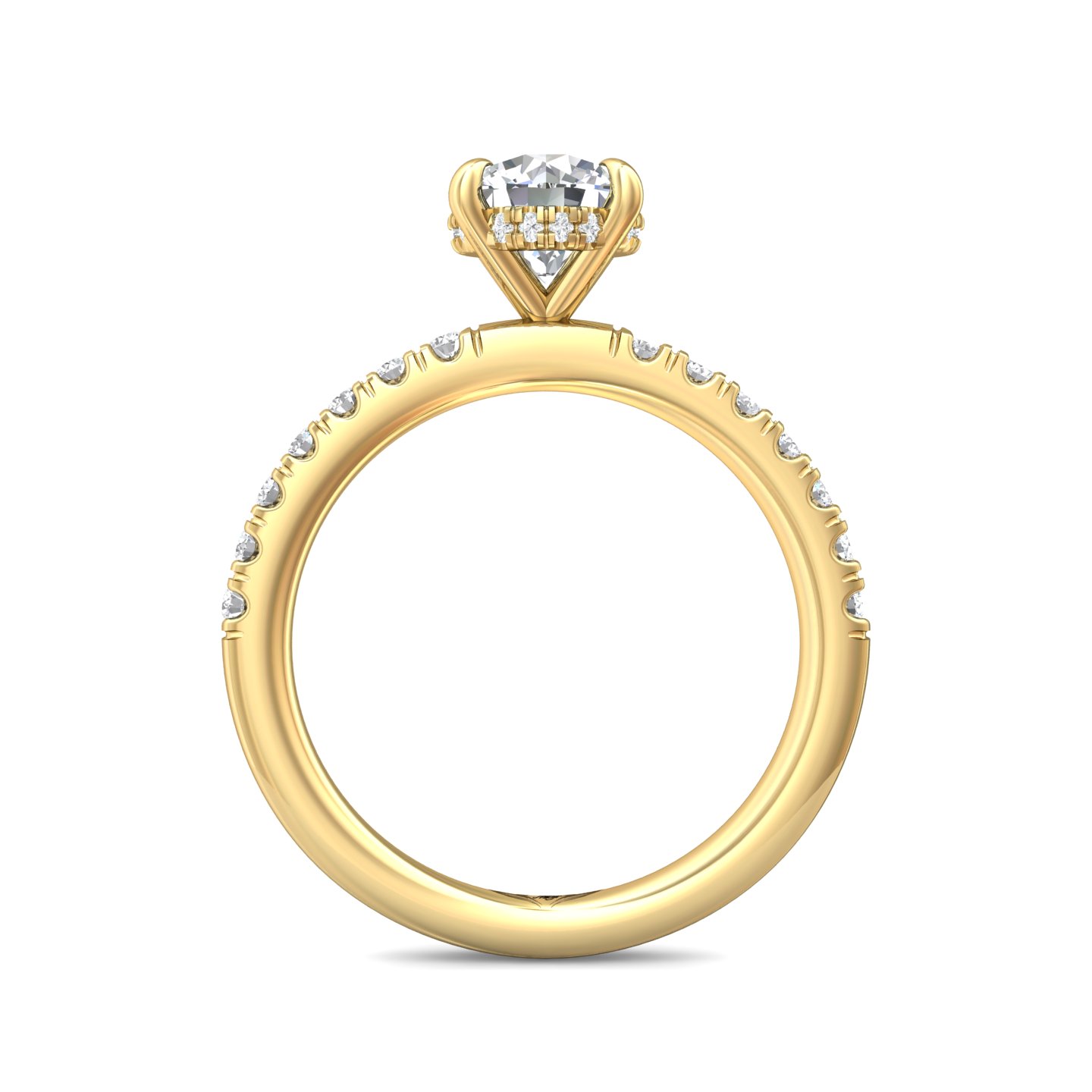 18K Yellow Gold Round Diamond Engagement Ring