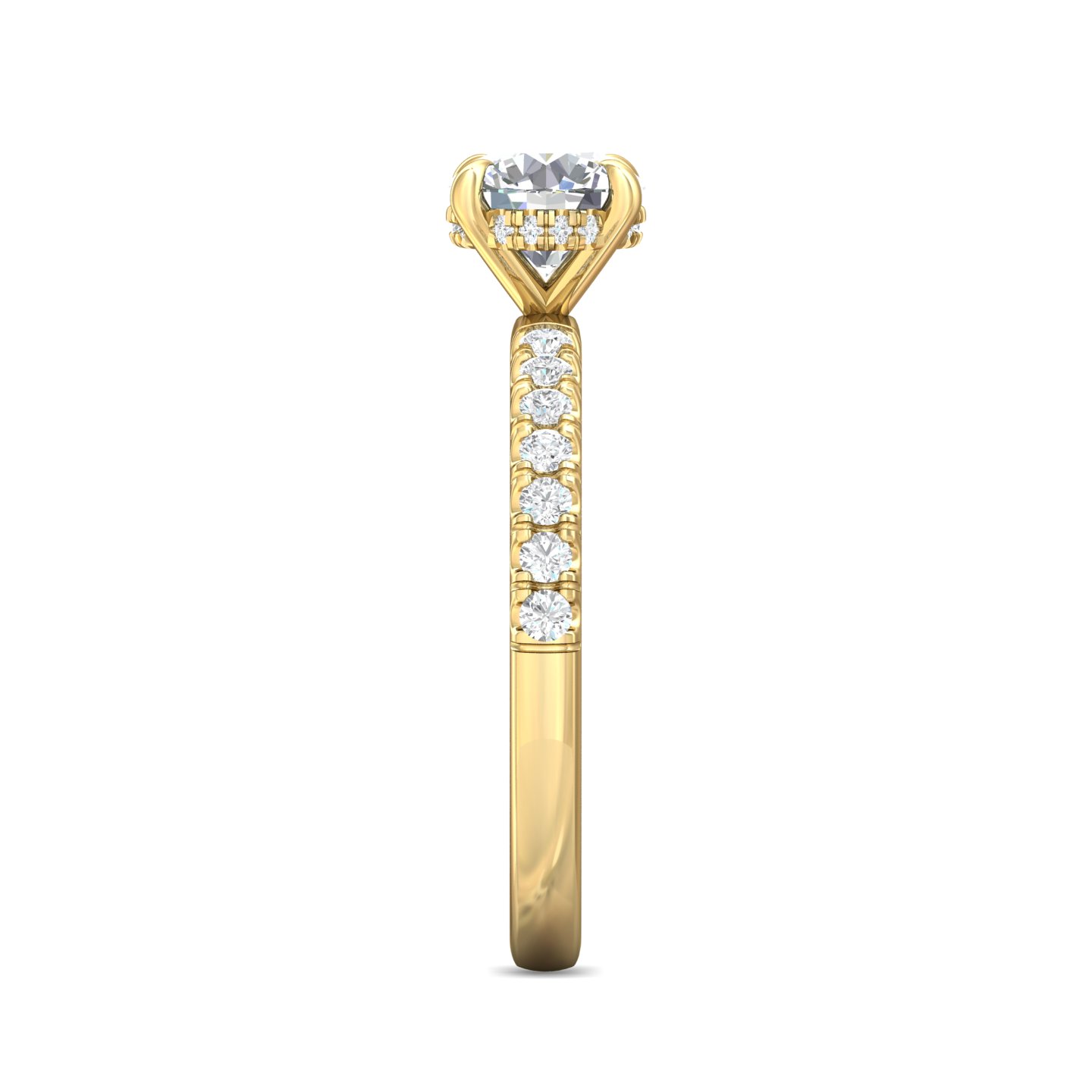 18K Yellow Gold Round Diamond Engagement Ring
