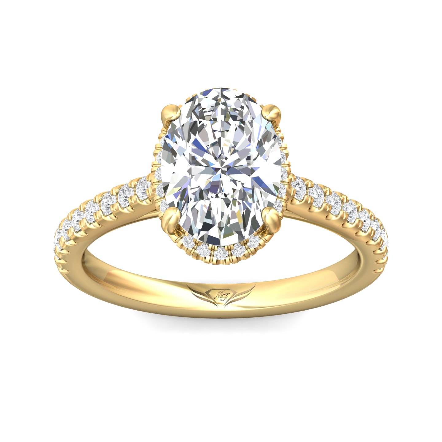 14K Yellow Gold Micropave Engagement Ring