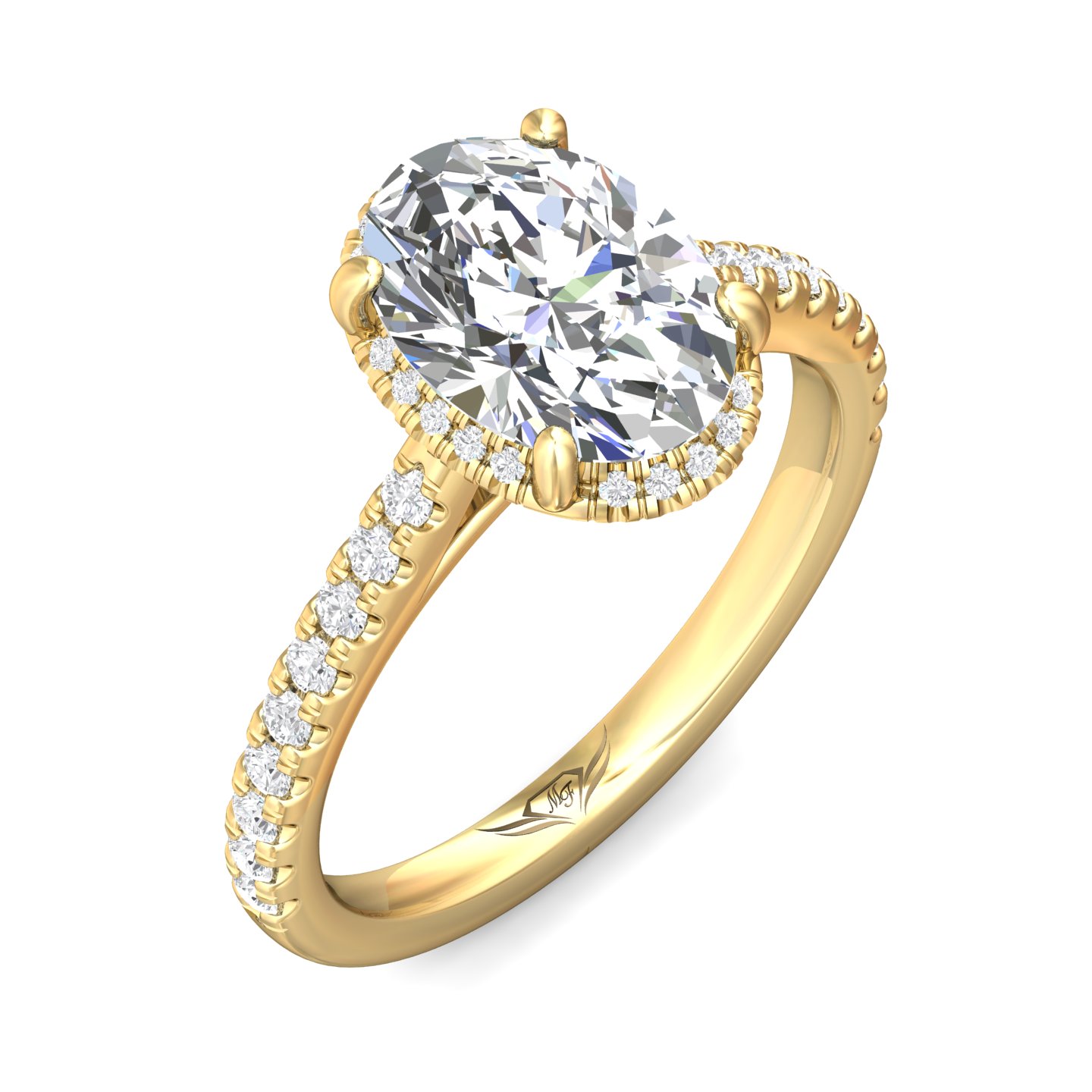 14K Yellow Gold Micropave Engagement Ring