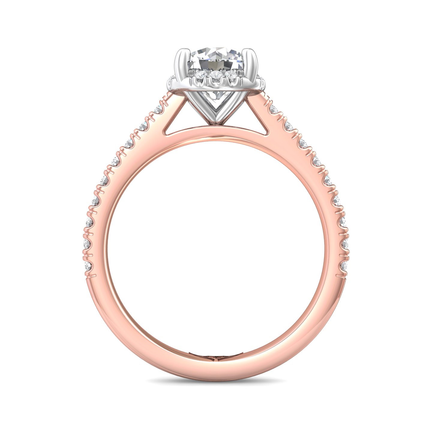 14K Rose and White Gold Round Diamond Engagement Ring