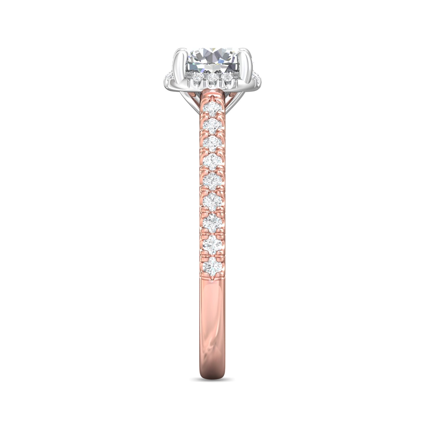 14K Rose and White Gold Round Diamond Engagement Ring