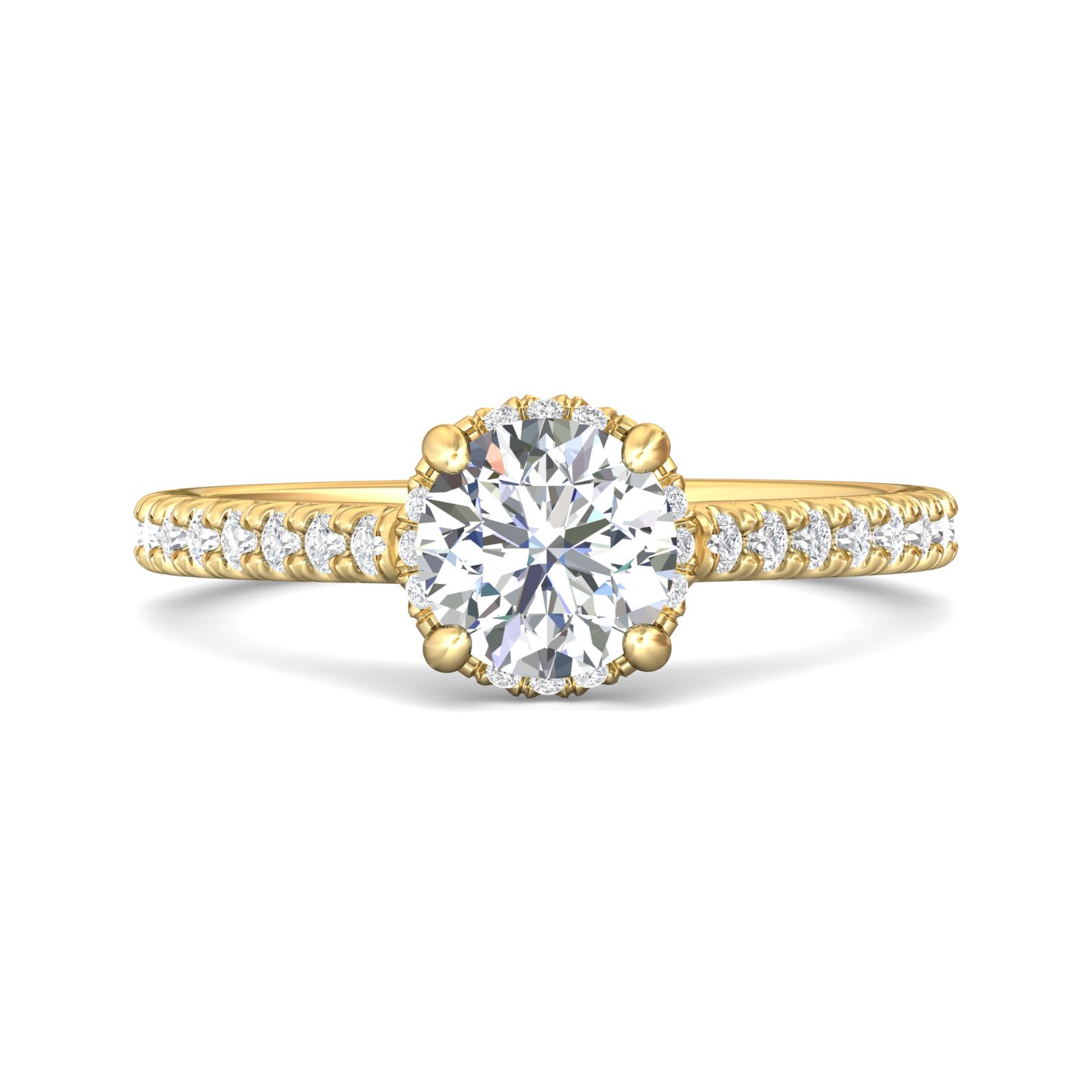 18K Yellow Gold Round Diamond Engagement Ring