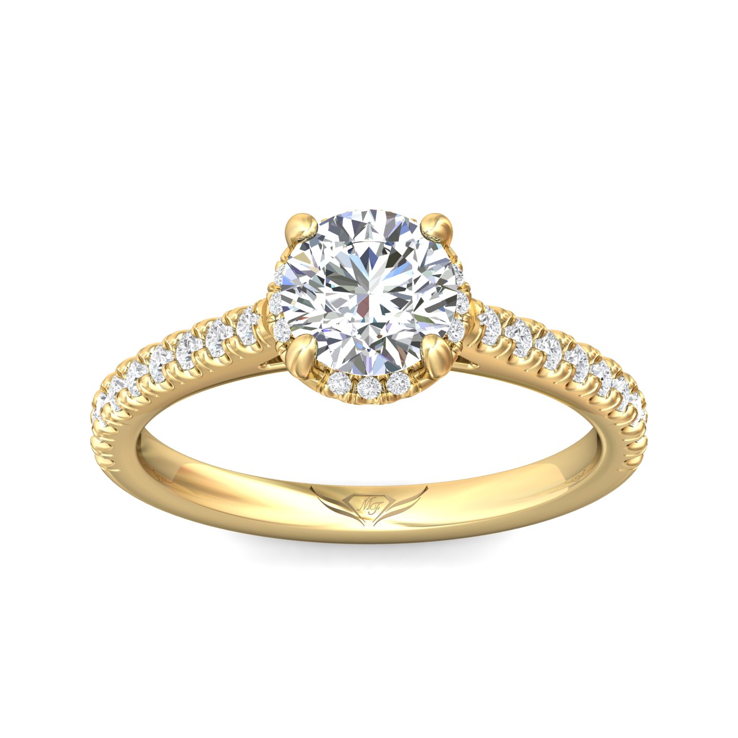 18K Yellow Gold Round Diamond Engagement Ring