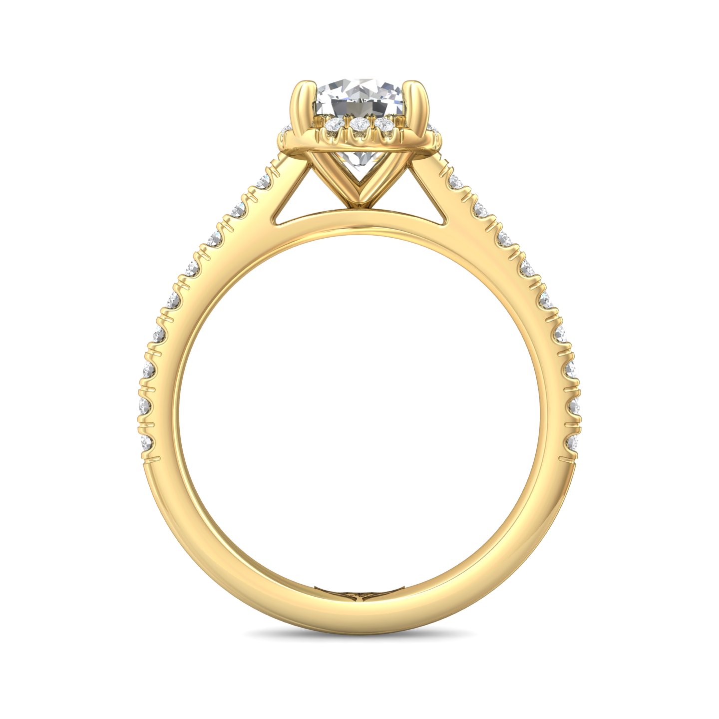 18K Yellow Gold Round Diamond Engagement Ring