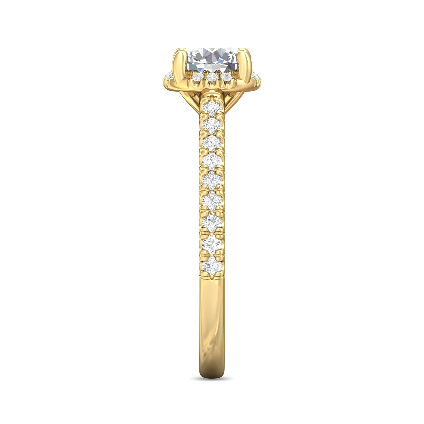 18K Yellow Gold Round Diamond Engagement Ring
