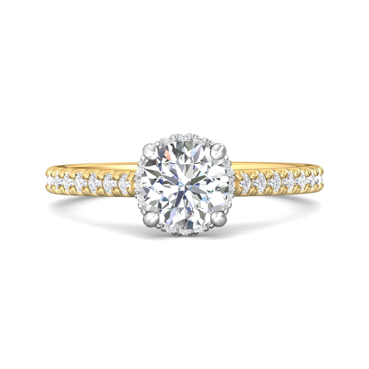 14K Yellow and White Gold Round Diamond Engagement Ring