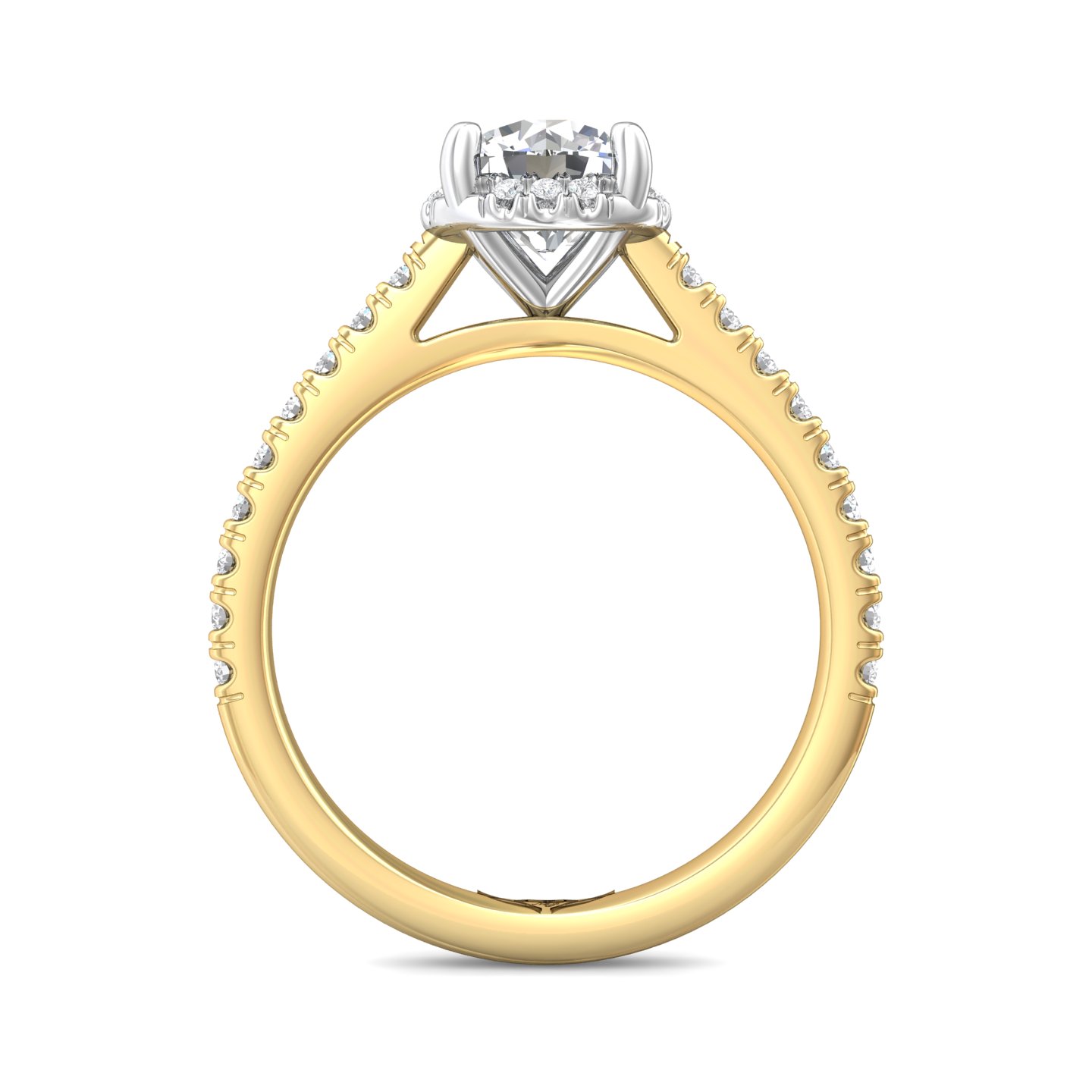 14K Yellow and White Gold Round Diamond Engagement Ring