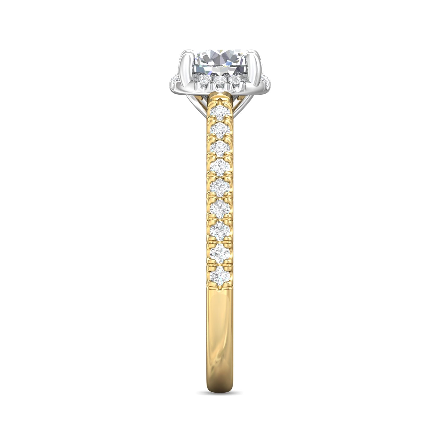 14K Yellow and White Gold Round Diamond Engagement Ring
