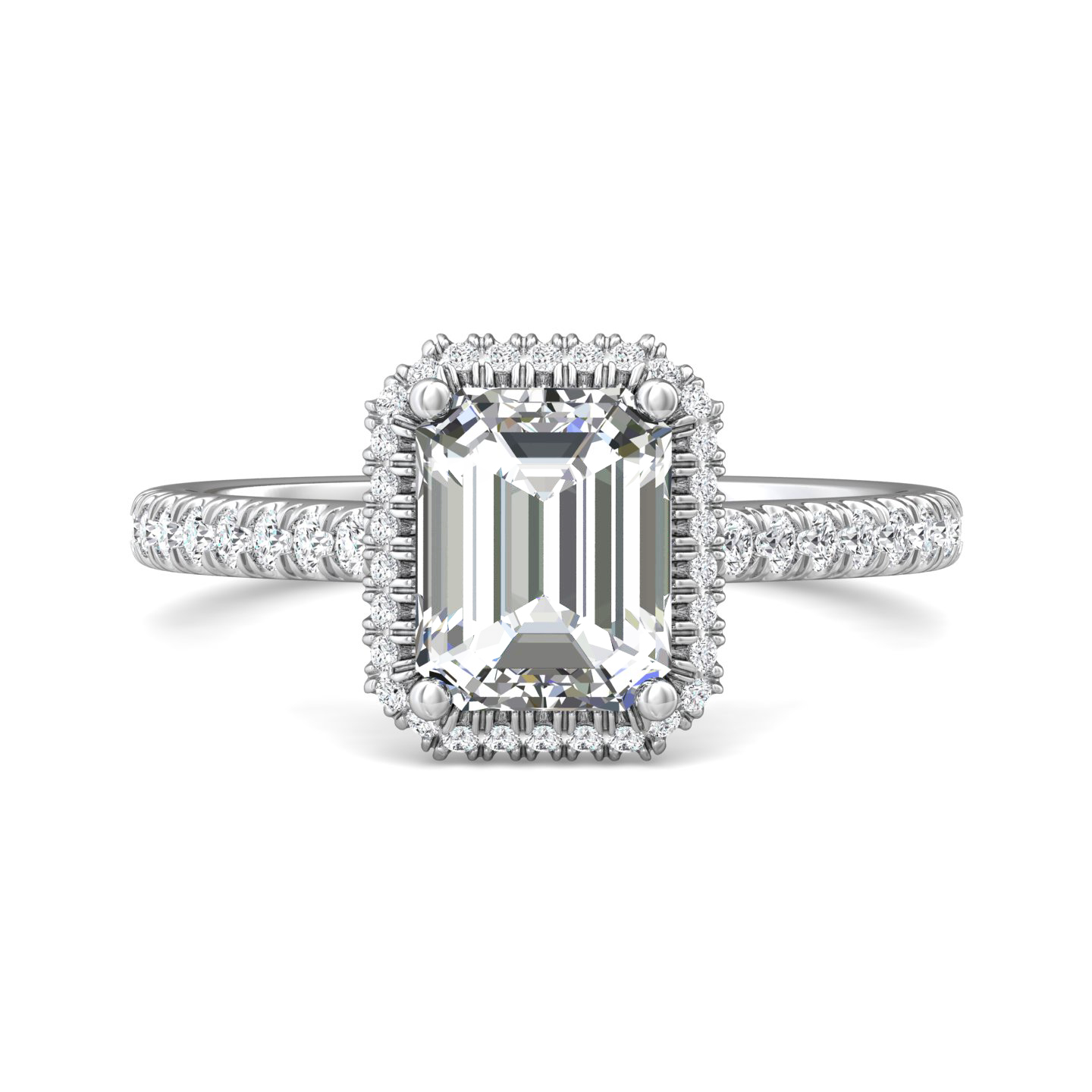 14K White Gold Emerald Cut Diamond Engagement Ring
