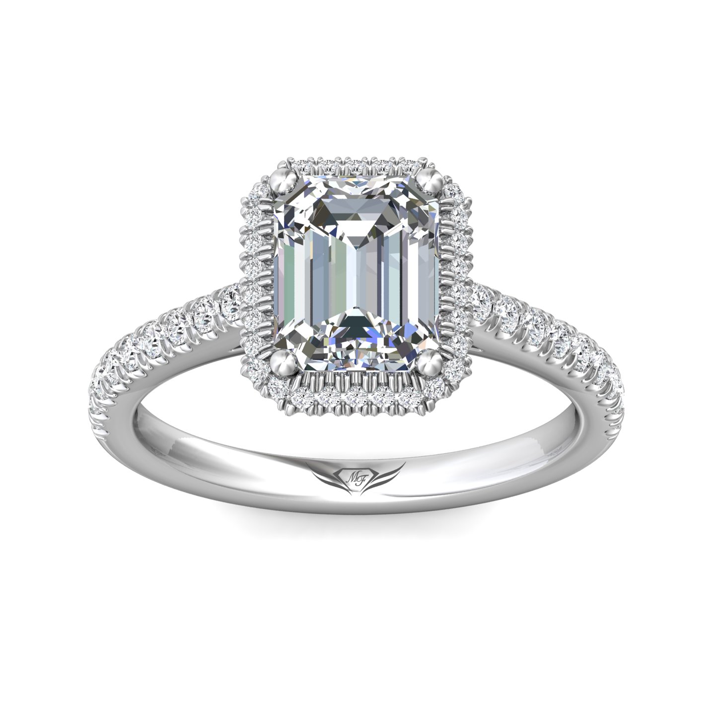 14K White Gold Emerald Cut Diamond Engagement Ring