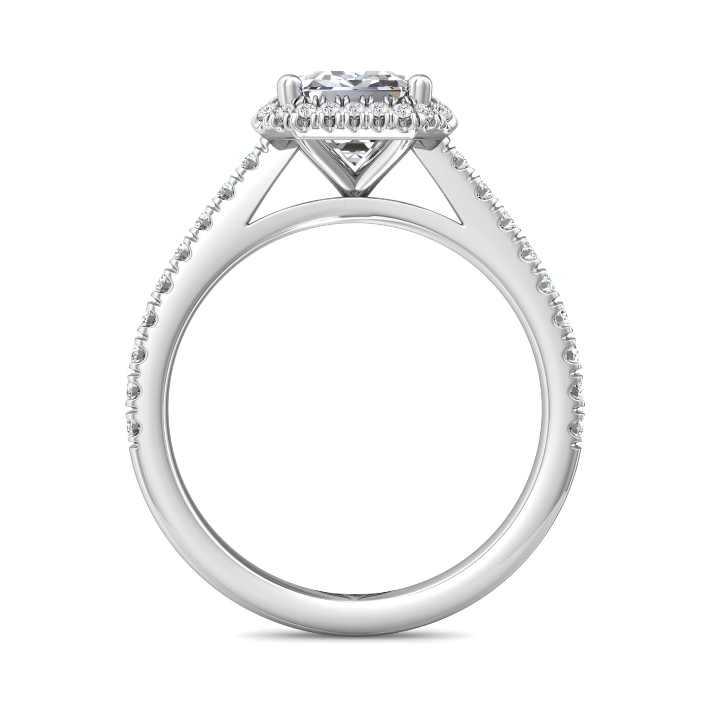 14K White Gold Emerald Cut Diamond Engagement Ring