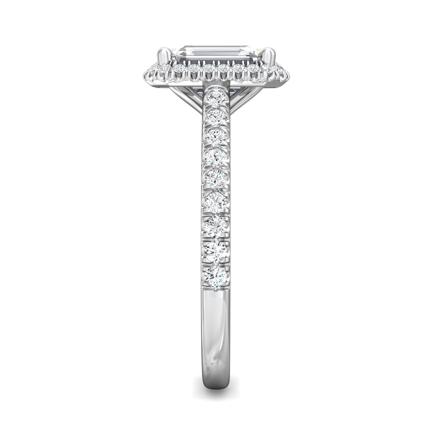 14K White Gold Emerald Cut Diamond Engagement Ring