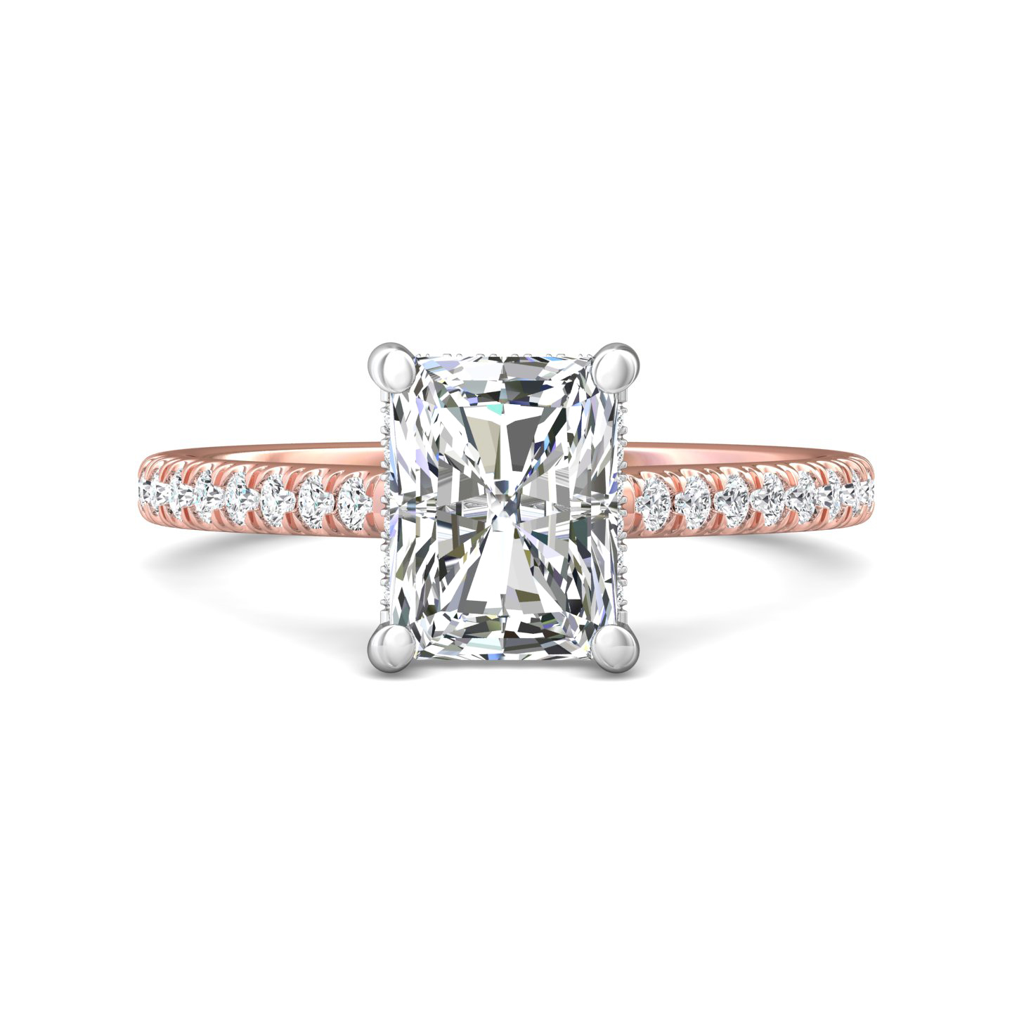 18K White and Rose Gold Radiant Diamond Engagement Ring