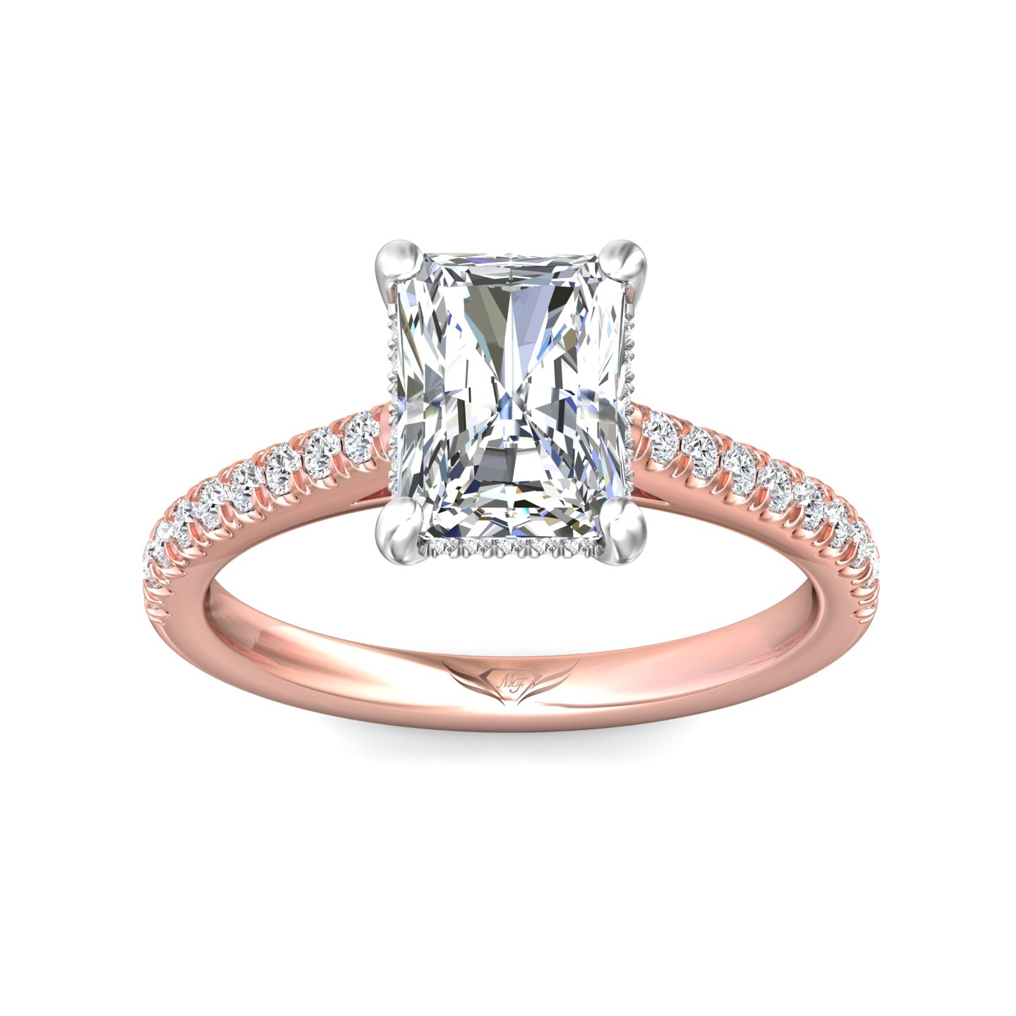 18K White and Rose Gold Radiant Diamond Engagement Ring