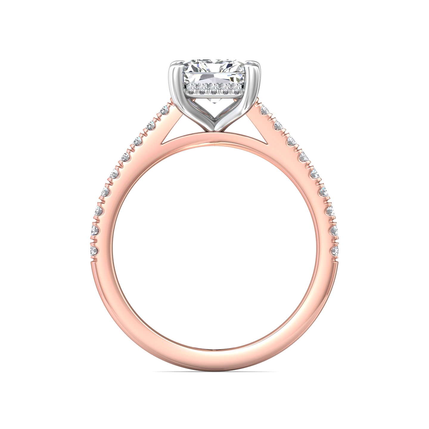18K White and Rose Gold Radiant Diamond Engagement Ring