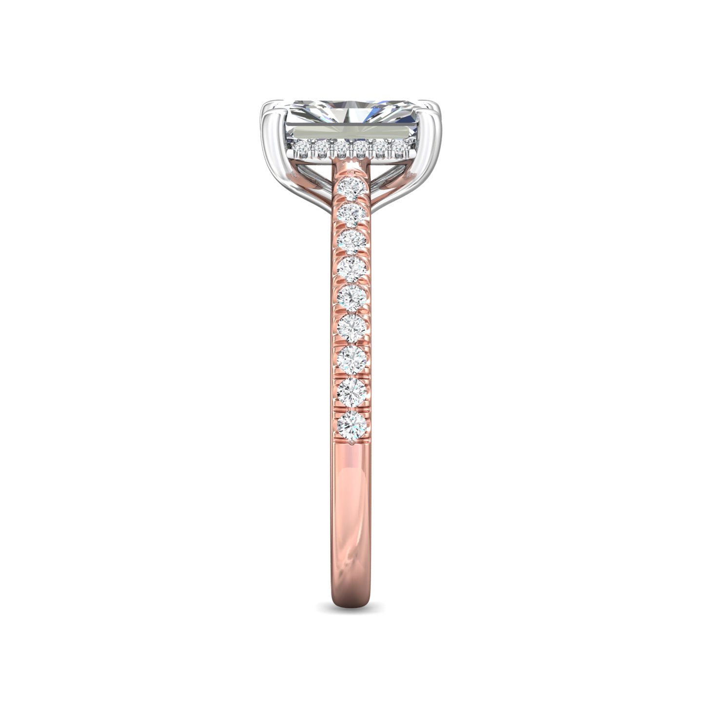 18K White and Rose Gold Radiant Diamond Engagement Ring