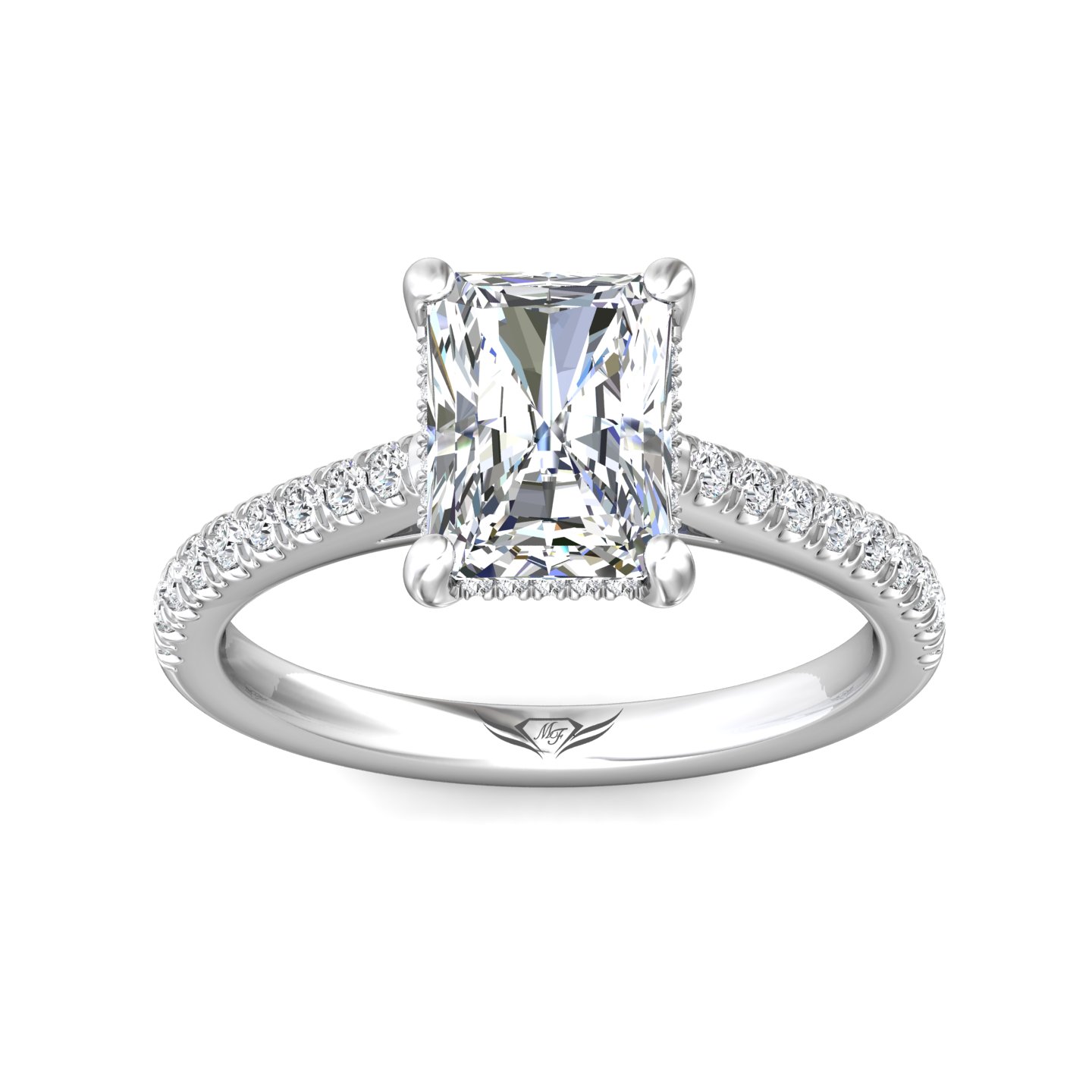 18K White Gold Radiant Diamond Engagement Ring