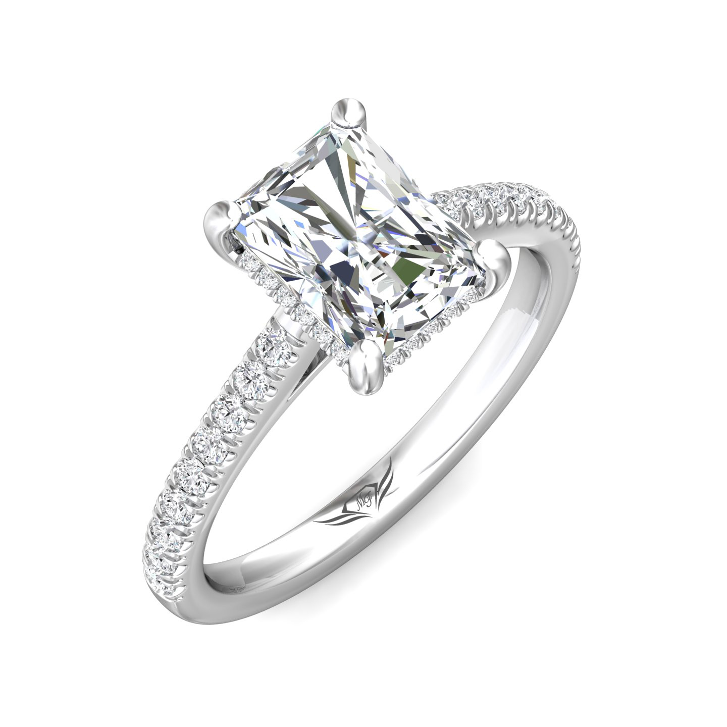 18K White Gold Radiant Diamond Engagement Ring