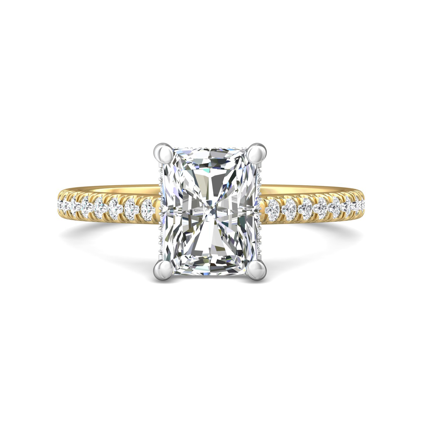 14K Yellow and White Gold Radiant Diamond Engagement Ring