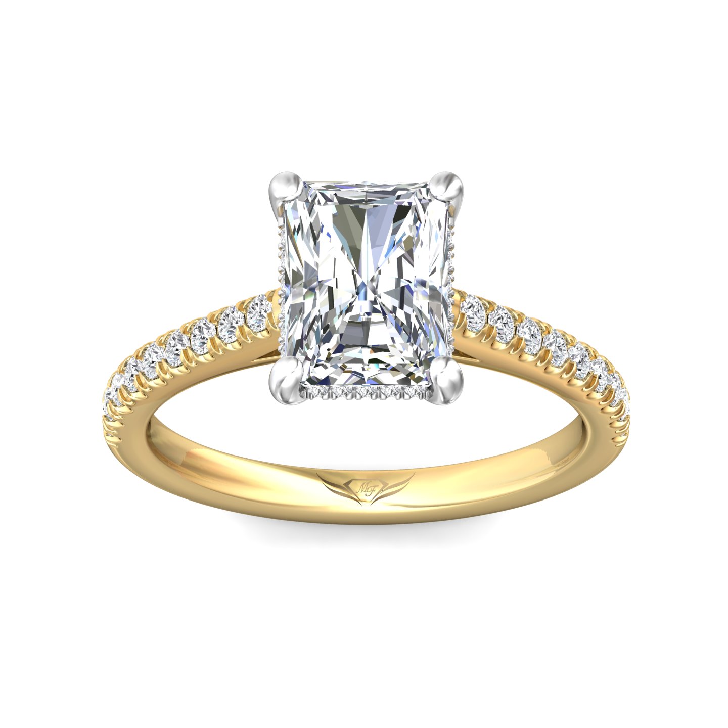 14K Yellow and White Gold Radiant Diamond Engagement Ring