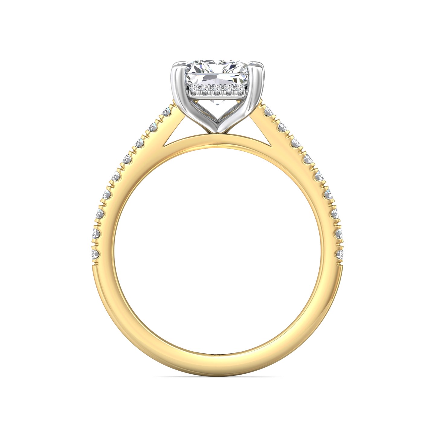 14K Yellow and White Gold Radiant Diamond Engagement Ring