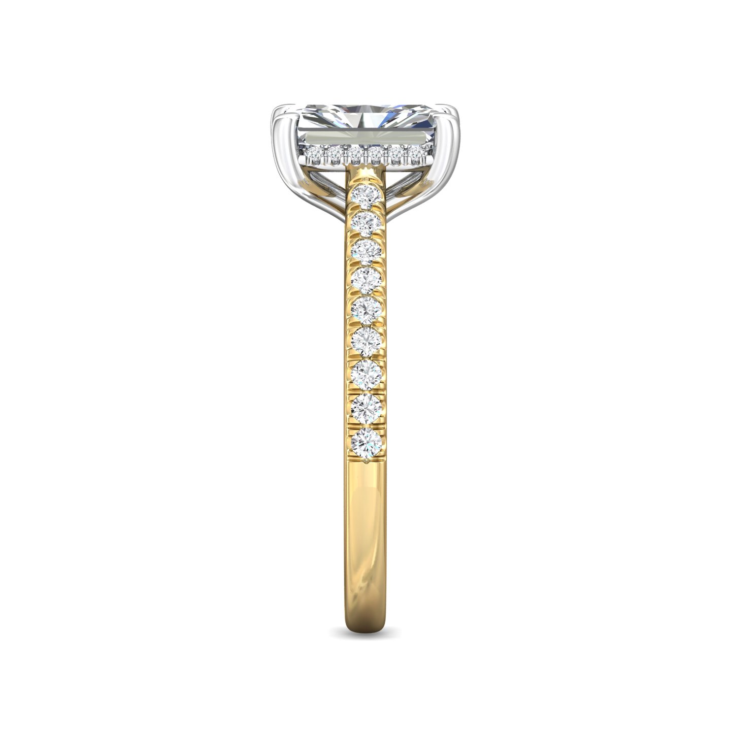 14K Yellow and White Gold Radiant Diamond Engagement Ring